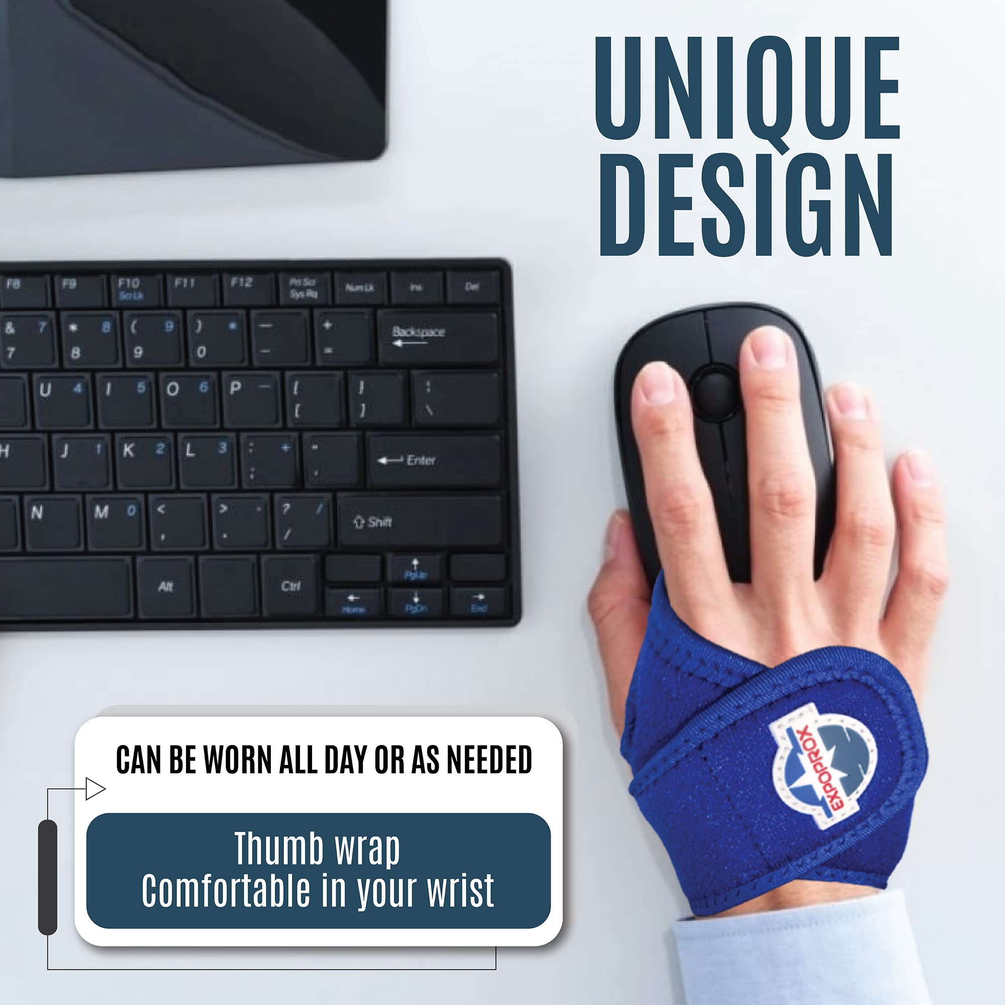 EXPOROX-Wrist Rest Pads-Ergonomic Mouse and Keyboard Support-Tension.Adjustable Fit with Padded Comfort. - View 4 of 7