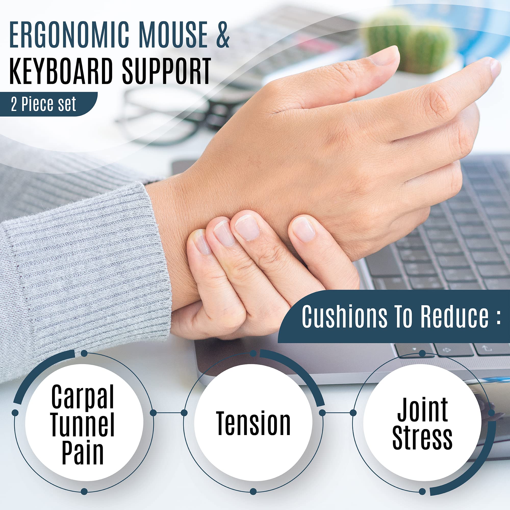 EXPOROX-Wrist Rest Pads-Ergonomic Mouse and Keyboard Support-Tension.Adjustable Fit with Padded Comfort. - View 6 of 7