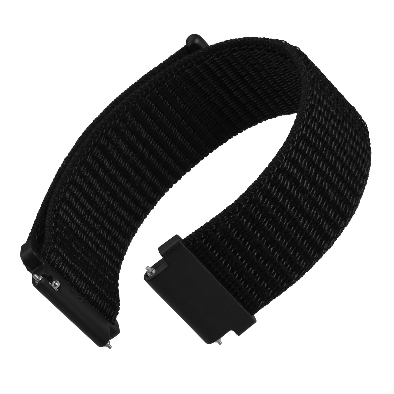 WOCCI 16mm Adjustable Nylon Watch Band, Quick Release Sport Loop Strap (Black)