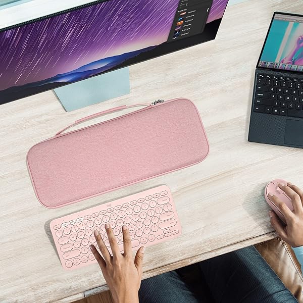 GEEKRIA Geekria Hard Shell Travel Case for Logitech K380 K380s Keyboard and M350 M350s Mouse Pebble 2 Combo Protective Bag Pink - View 8 of 8