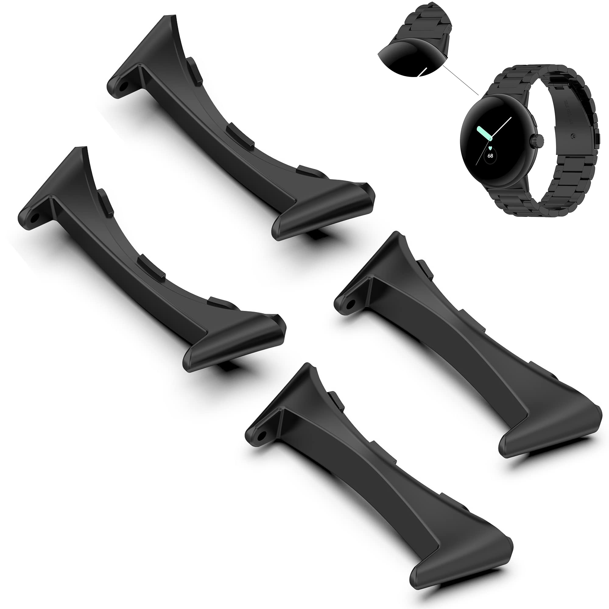 INGIDO (4 Pack) Watch Band Adapter Compatible for Google Pixel Watch 2 Connector, 20mm Stainless Steel Metal Replaceable Connection Adapter for