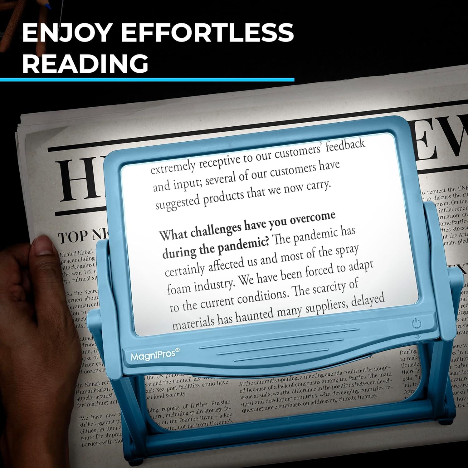 MagniPros MagniPros 5X Large LED Hands-Free Magnifying Glass with Stand and 3 Light Modes for Easy Reading and Crafting - View 2 of 9