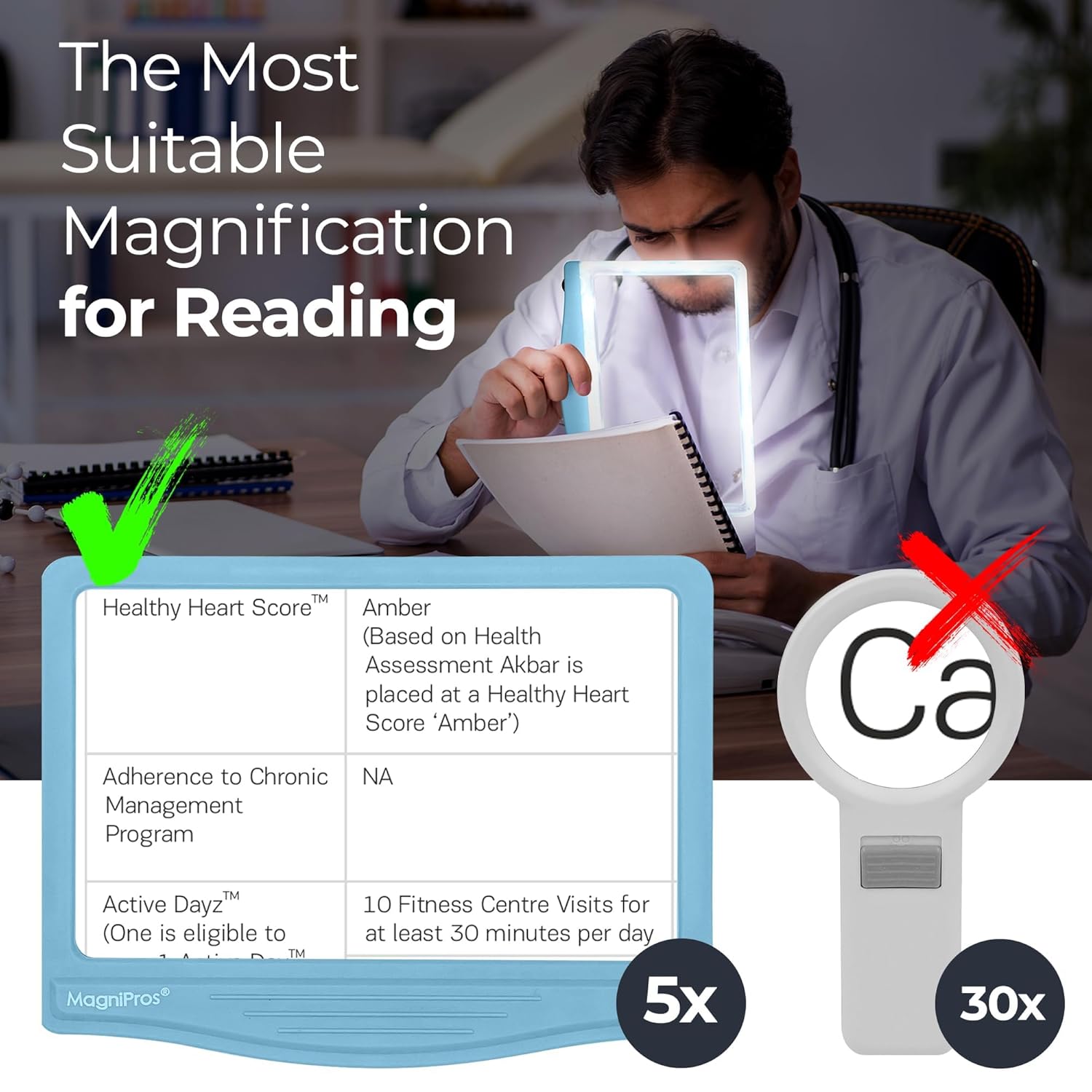 MagniPros MagniPros 5X Large LED Hands-Free Magnifying Glass with Stand and 3 Light Modes for Easy Reading and Crafting - View 9 of 9