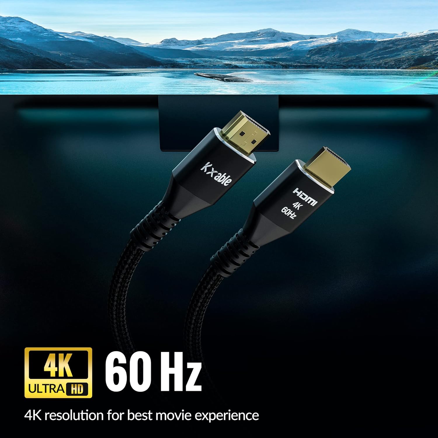 Kxable 4K HDMI Cable 15 Feet 10 Pack Ultra HD 2.0 Nylon Braided Gold Plated Connectors for Laptop Monitors HDTV PS5 Xbox One and More - View 2 of 9