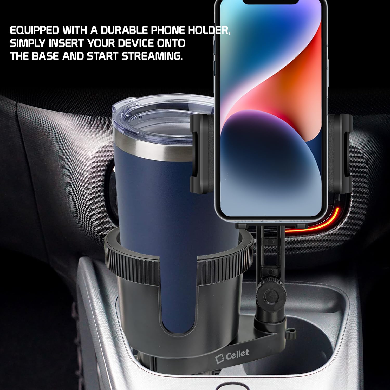 Cellet Car Cup Holder Phone Mount, Phone Holder Mount Cradle Universal Adjustable Compatible for All Smartphones Apple iPhone, Samsung Galaxy Note, - View 3 of 9