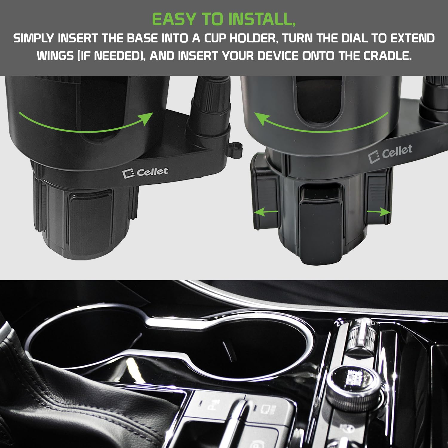 Cellet Car Cup Holder Phone Mount, Phone Holder Mount Cradle Universal Adjustable Compatible for All Smartphones Apple iPhone, Samsung Galaxy Note, - View 5 of 9