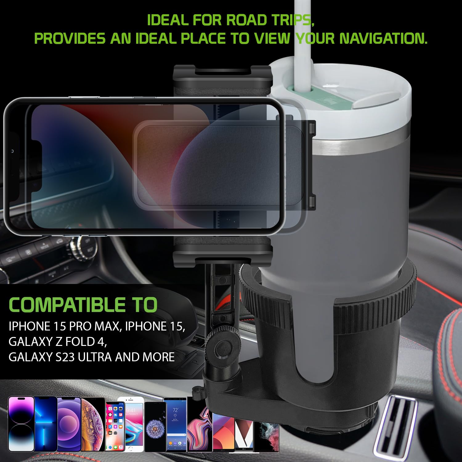 Cellet Car Cup Holder Phone Mount, Phone Holder Mount Cradle Universal Adjustable Compatible for All Smartphones Apple iPhone, Samsung Galaxy Note, - View 6 of 9
