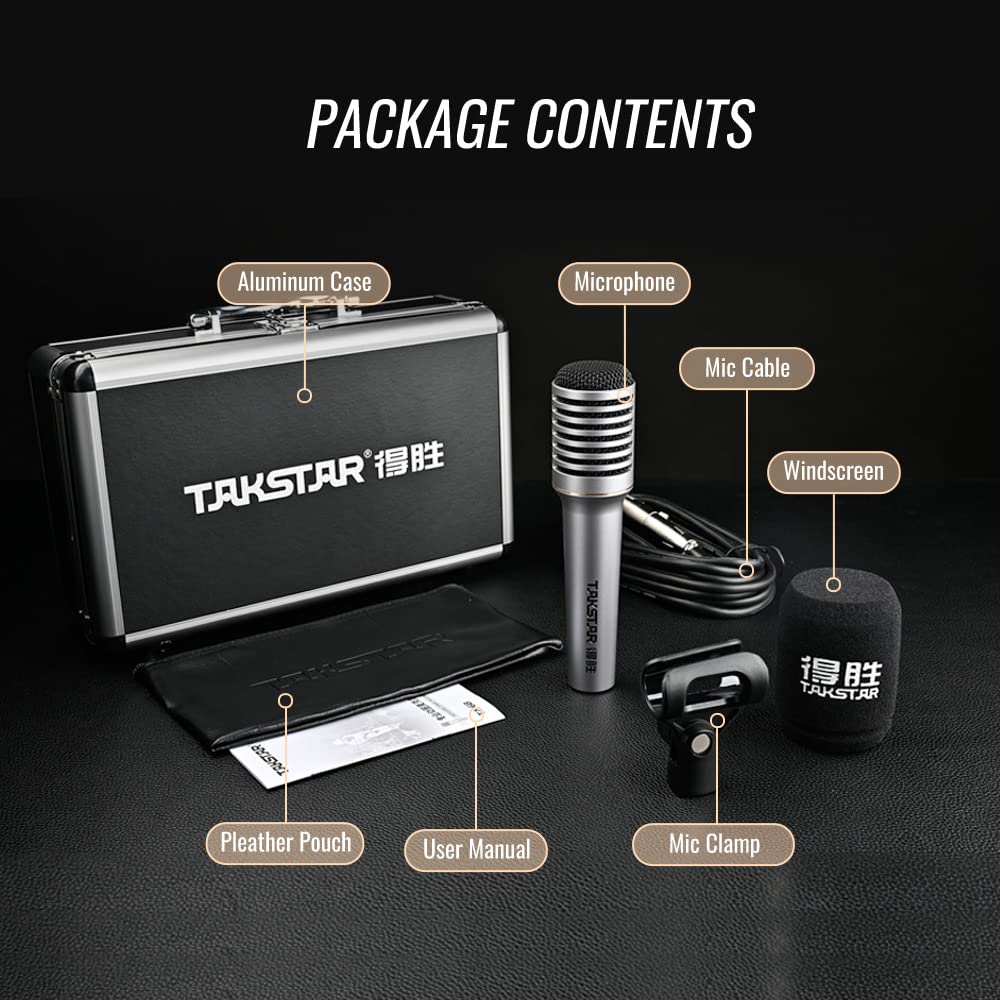 TAKSTAR TA-68 Vocal Microphone Pro Quality Dynamic Mic for Stage Studio Podcasting with Shock-Mounted Cartridge and Metal Suitcase - View 7 of 7