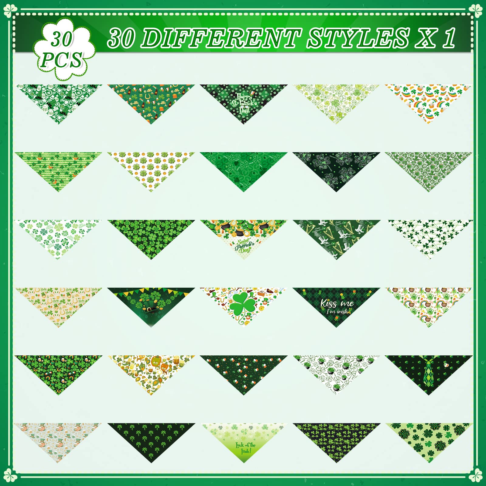 Sanwuta Sanwuta 30 Pieces St Patrick's Day Dog Bandanas Holiday Pet Costume Triangle Scarf for Small to Medium Dogs - View 2 of 7