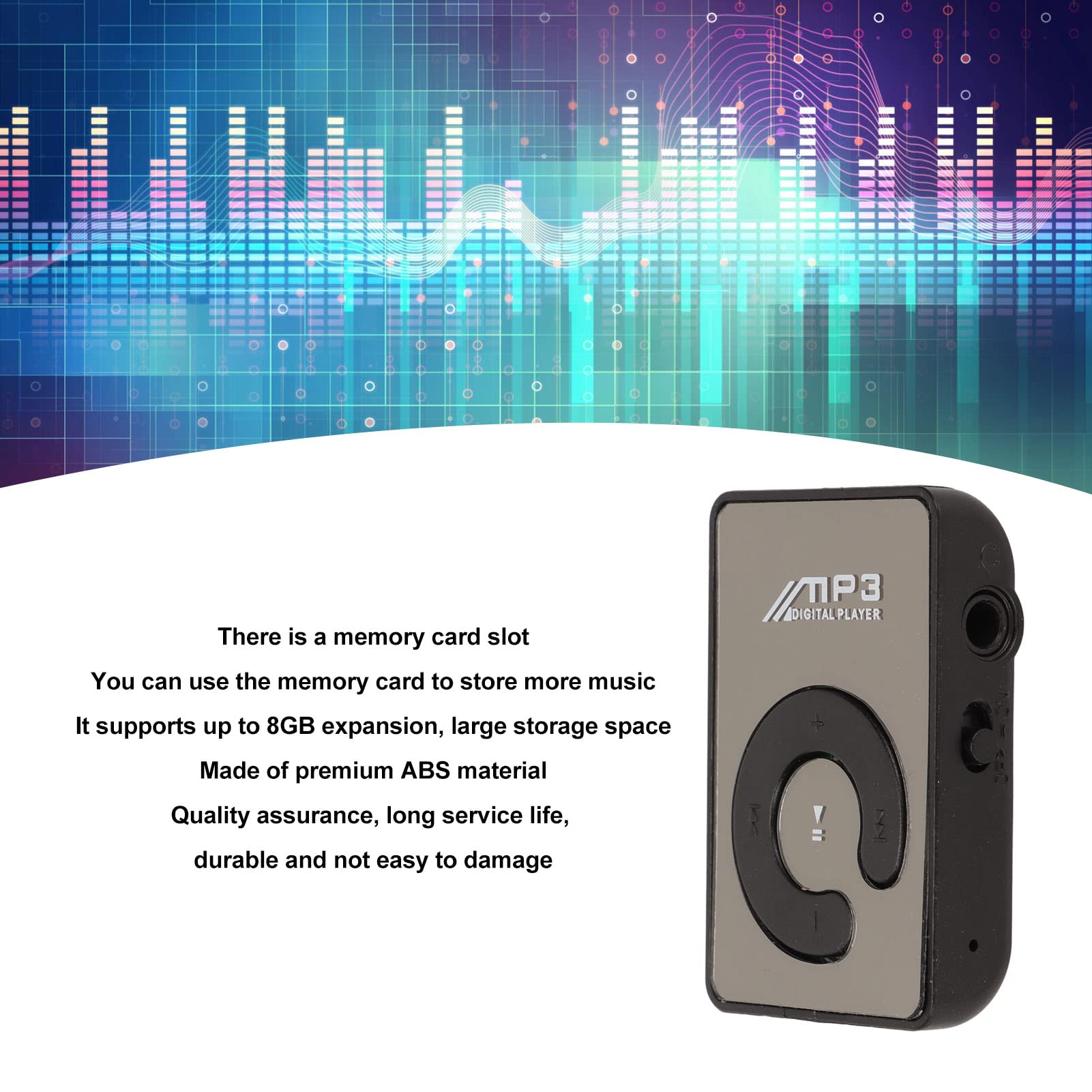 GOWENIC Portable MP3 Music Player with Headphone Clip Lightweight Mini Player for Sports Running Black - View 2 of 9