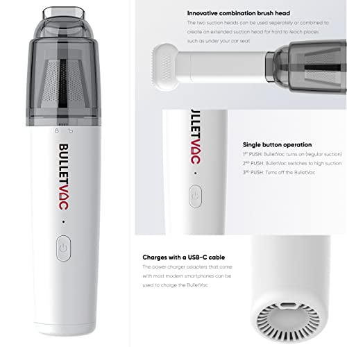 URBAN SOMBRERO BulletVac Portable Car Vacuum Handheld Cordless Cleaner with 8000PA Suction for Deep Cleaning Home Office Pets Hair Dust and More - View 5 of 11