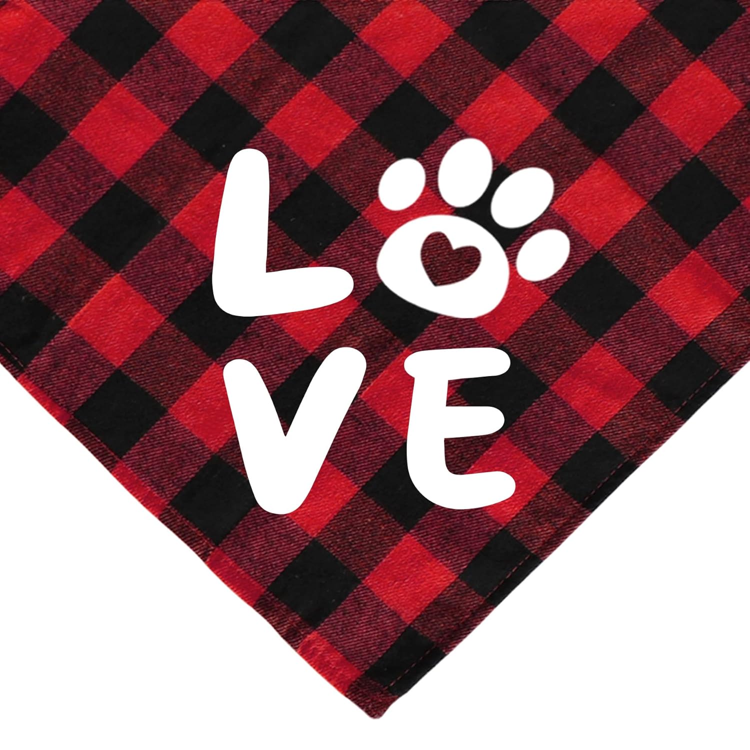 JOTFA JOTFA Valentine's Day Dog Bandana Costumes and Love Headband for Small Medium Large Dogs in Buffalo Plaid Design - View 3 of 7