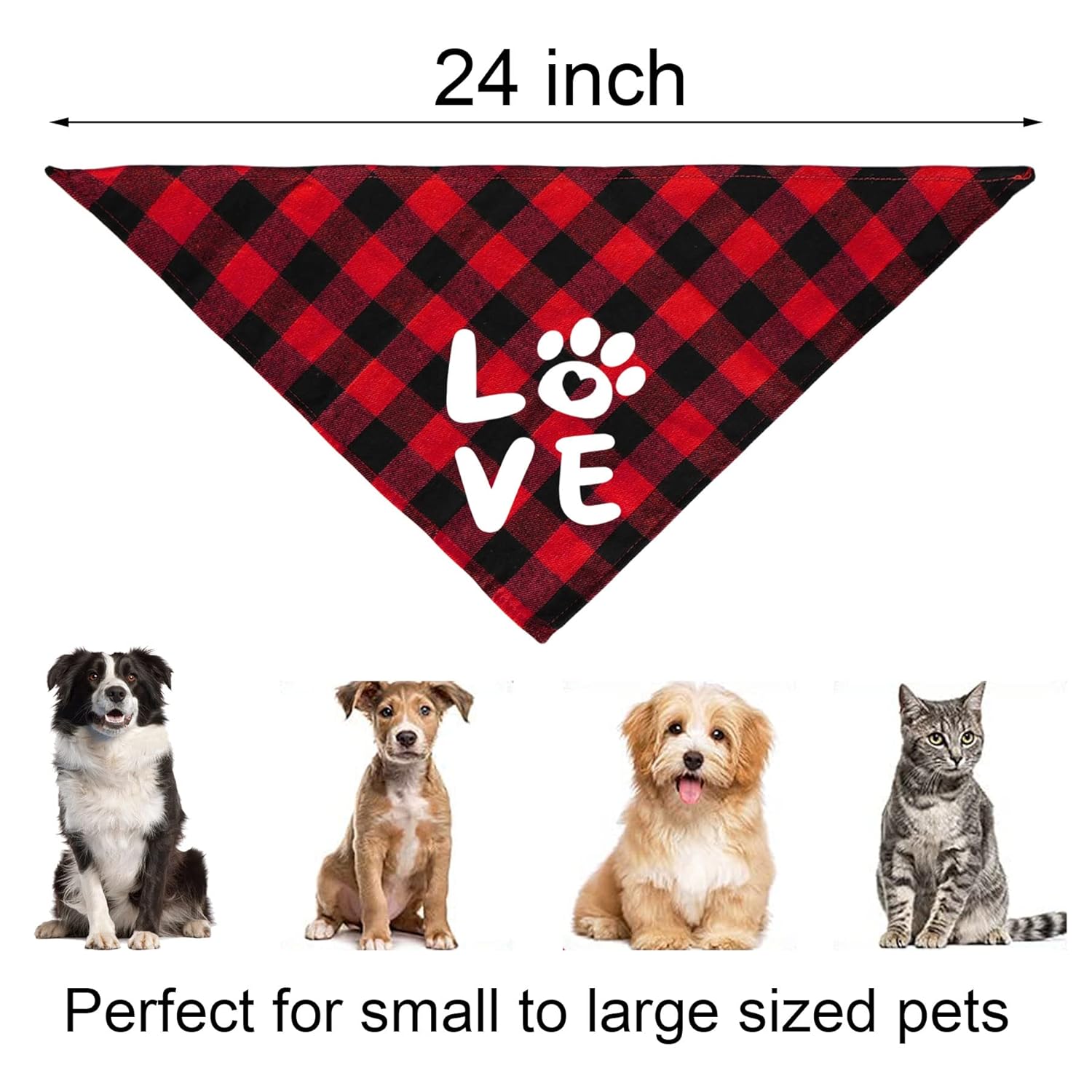 JOTFA JOTFA Valentine's Day Dog Bandana Costumes and Love Headband for Small Medium Large Dogs in Buffalo Plaid Design - View 4 of 7