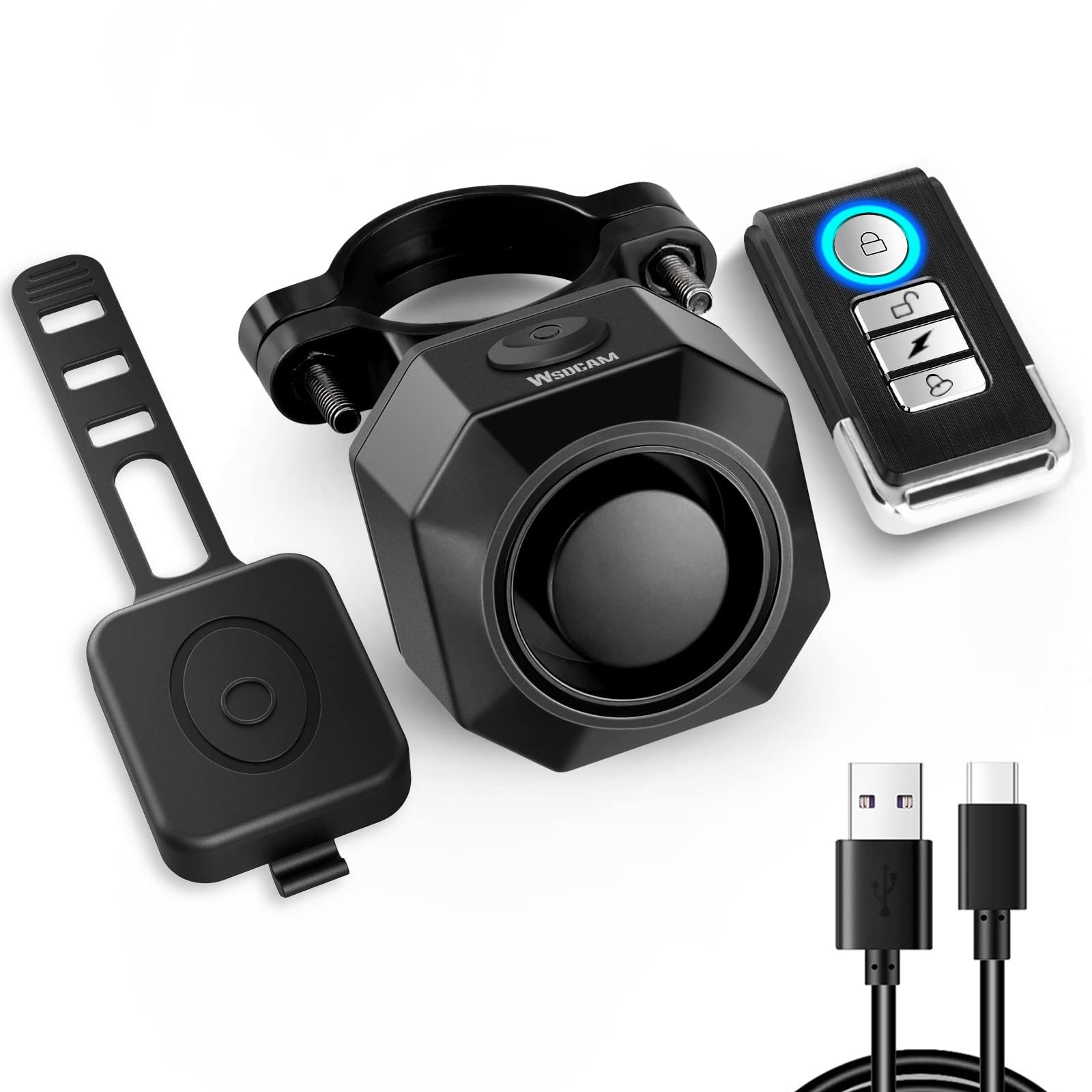 WSDCAM Rechargeable Electric Bike Horn Alarm with Remote, 110dB Loud Bike Horn for Adults Waterproof Bicycle Horn with Vibration Bicycle Alarm Anti