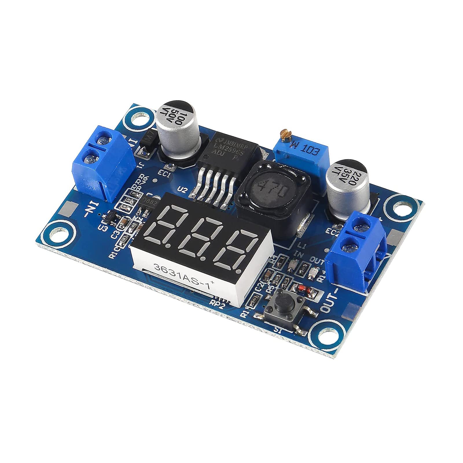 SIPYTOPF 3 Pack LM2596 with LED Display Voltmeter Buck Converter,DC to DC Voltage Regulator Adjustable Step Down Buck Power Convert Module 4.0-40V - View 4 of 7