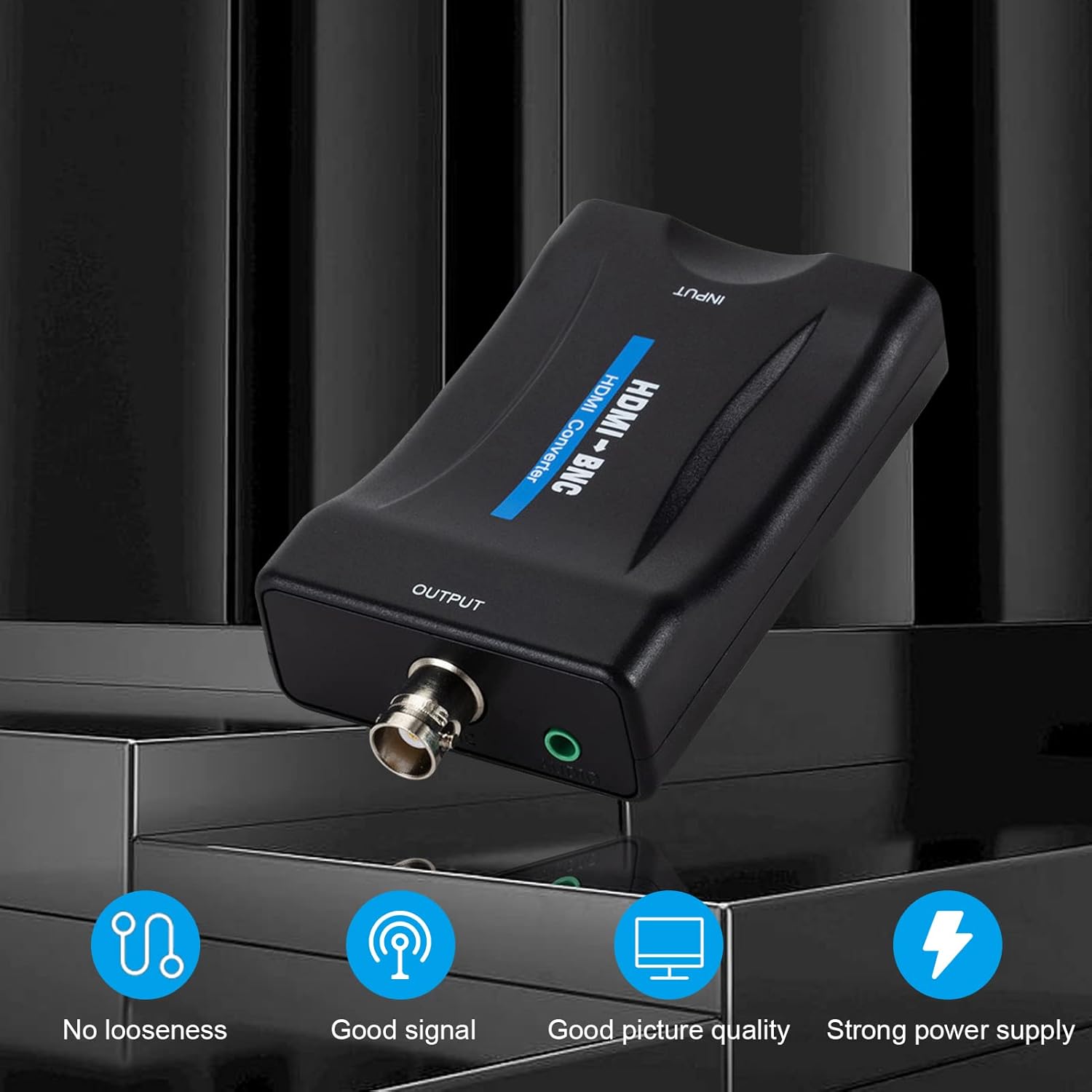 plplaaoo Plplaaoo HDMI to BNC Converter Adapter for VHS Recording and Video Players Supports 480i 576i NTSC PAL Composite Video and Audio - View 2 of 9