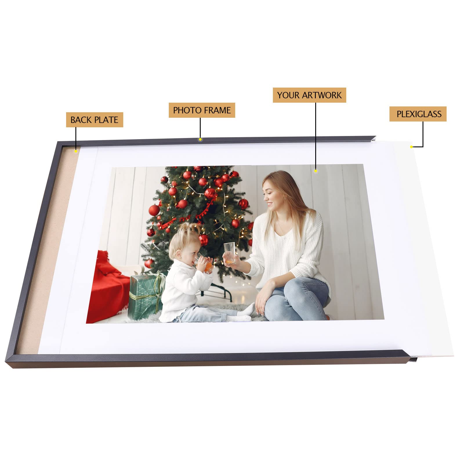 Podronale Podronale 20x30 Snap Frame Set of 2 Black Plexiglass Poster Frames Display Horizontally Vertically Coating Aluminum Profile - View 4 of 8