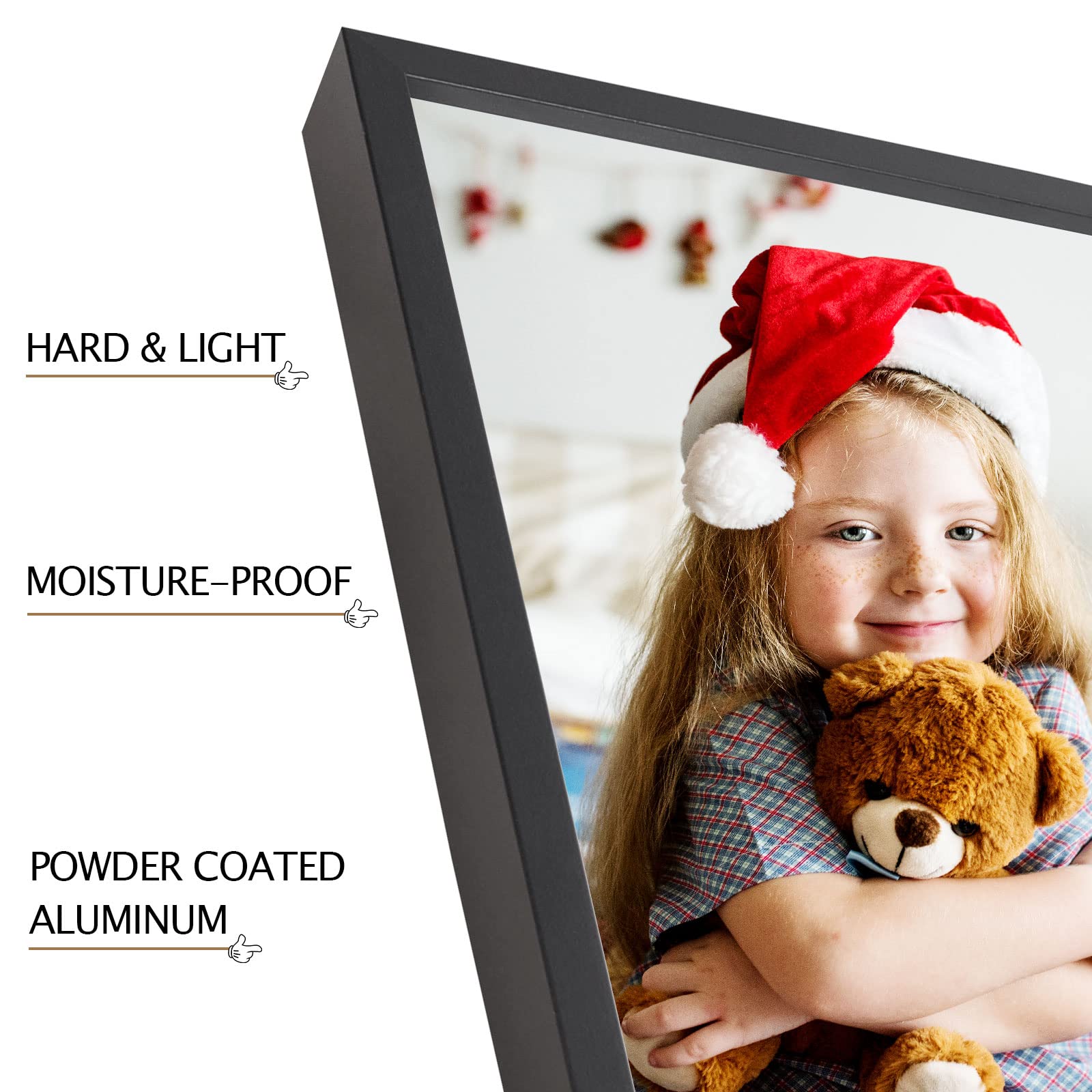 Podronale Podronale 20x30 Snap Frame Set of 2 Black Plexiglass Poster Frames Display Horizontally Vertically Coating Aluminum Profile - View 5 of 8