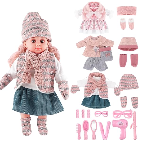 deAO deAO Baby Doll Play Set 14 Inch with Clothes and Accessories Perfect Gift for Birthdays and Christmas for Girls