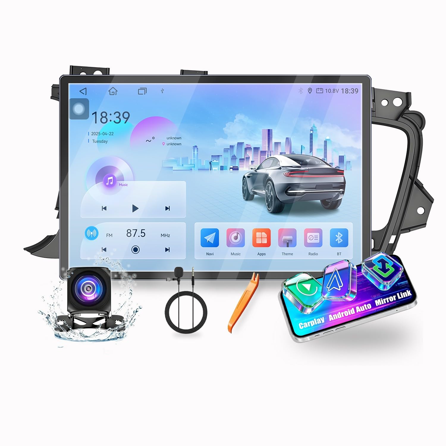 Kunfine Car CarPlay Android Auto Navigation Stereo GPS Radio Reverse Camera Display 13.1" QLED Touchscreen Headunit Tablet Pad Media Player for Kia