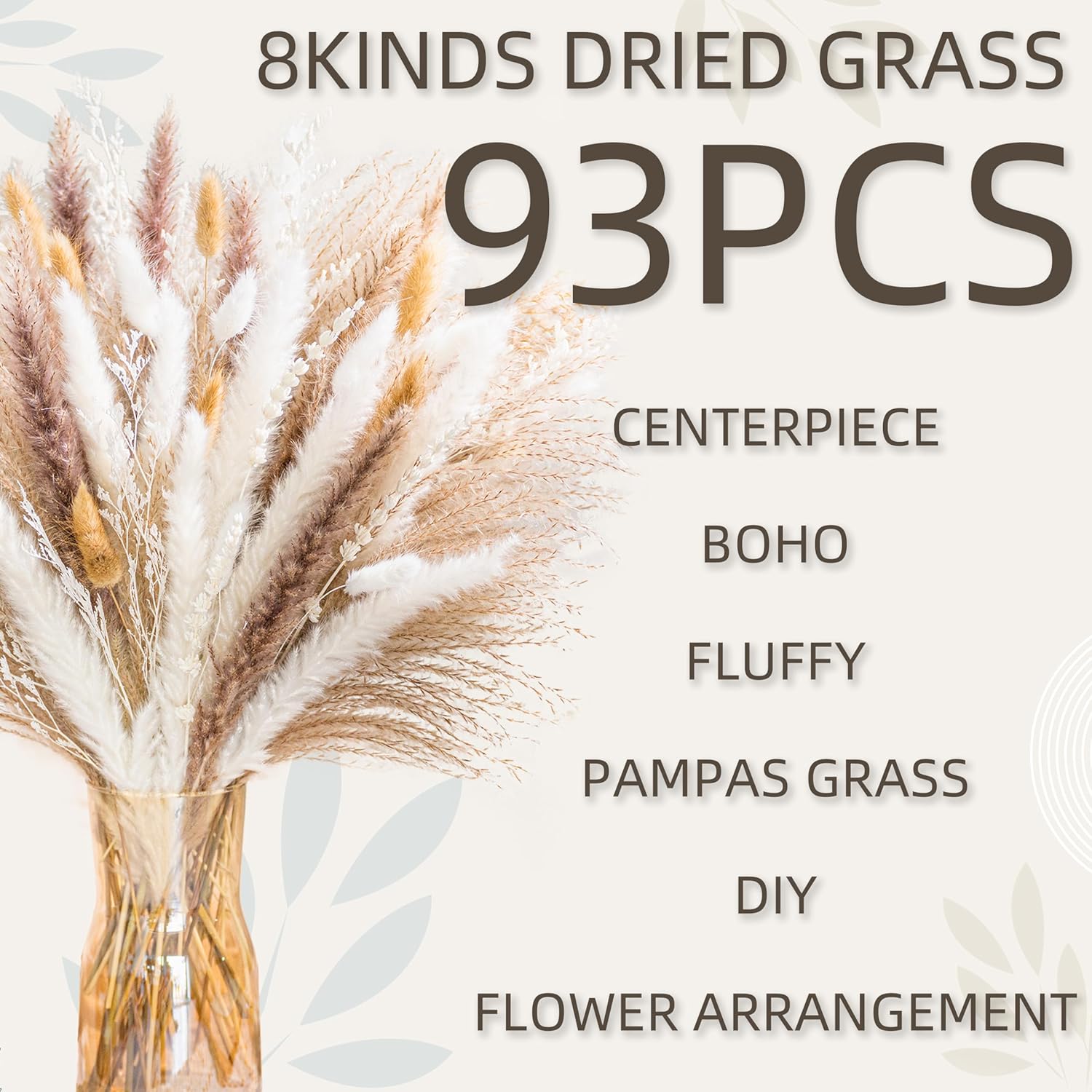 NTLPAMPA Natural Pampas Grass 8 Kind Mix Bouquet Dried Flowers for Wedding Boho Home Table Decor Rustic Farmhouse Decor 93PCS - View 3 of 5