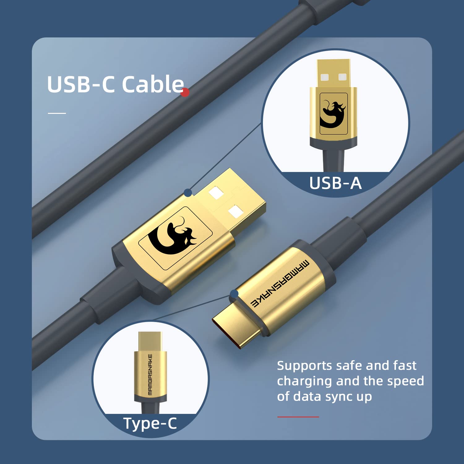 LexonElec Custom Coiled Keyboard Cable 2.0M USB-C to USB-A Detachable Metal Aviator Double-Sleeved Wire for Gaming Keyboard Gold Gray - View 3 of 8