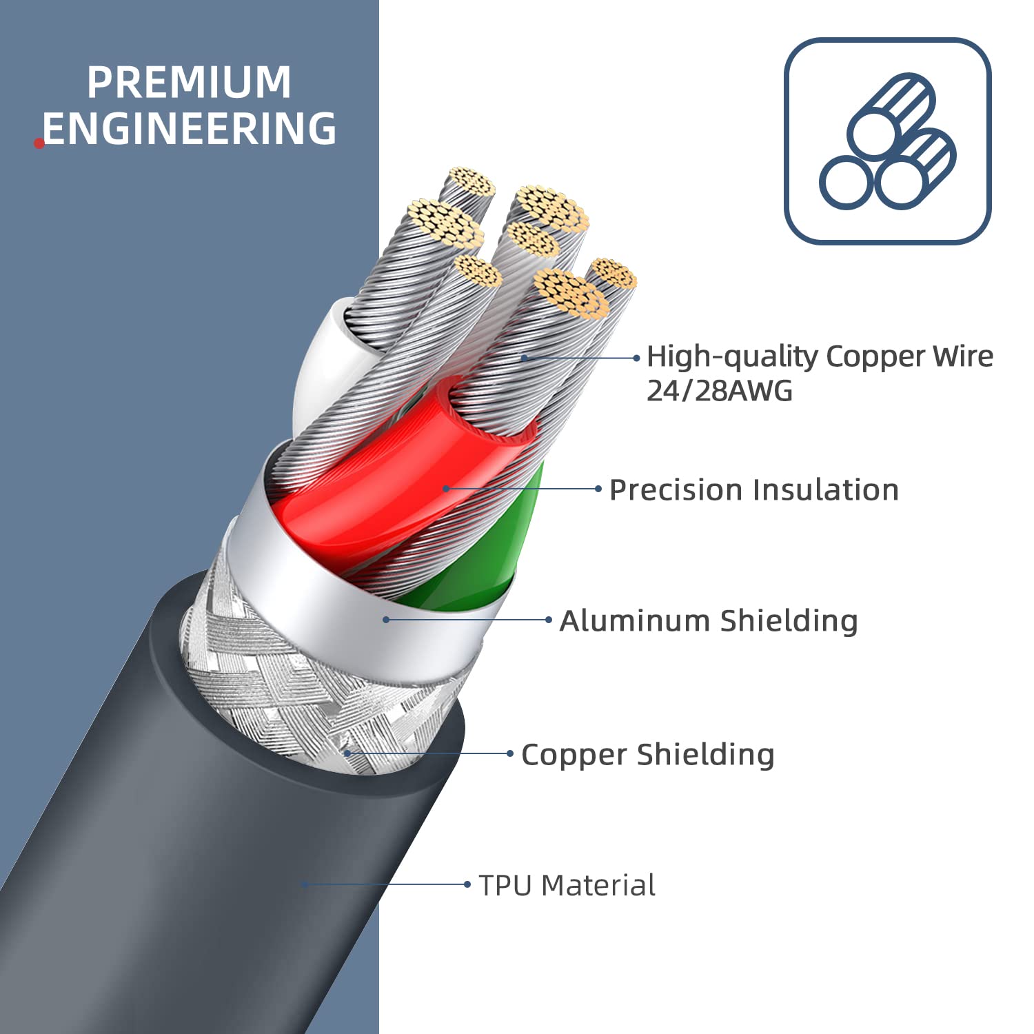 LexonElec Custom Coiled Keyboard Cable 2.0M USB-C to USB-A Detachable Metal Aviator Double-Sleeved Wire for Gaming Keyboard Gold Gray - View 6 of 8