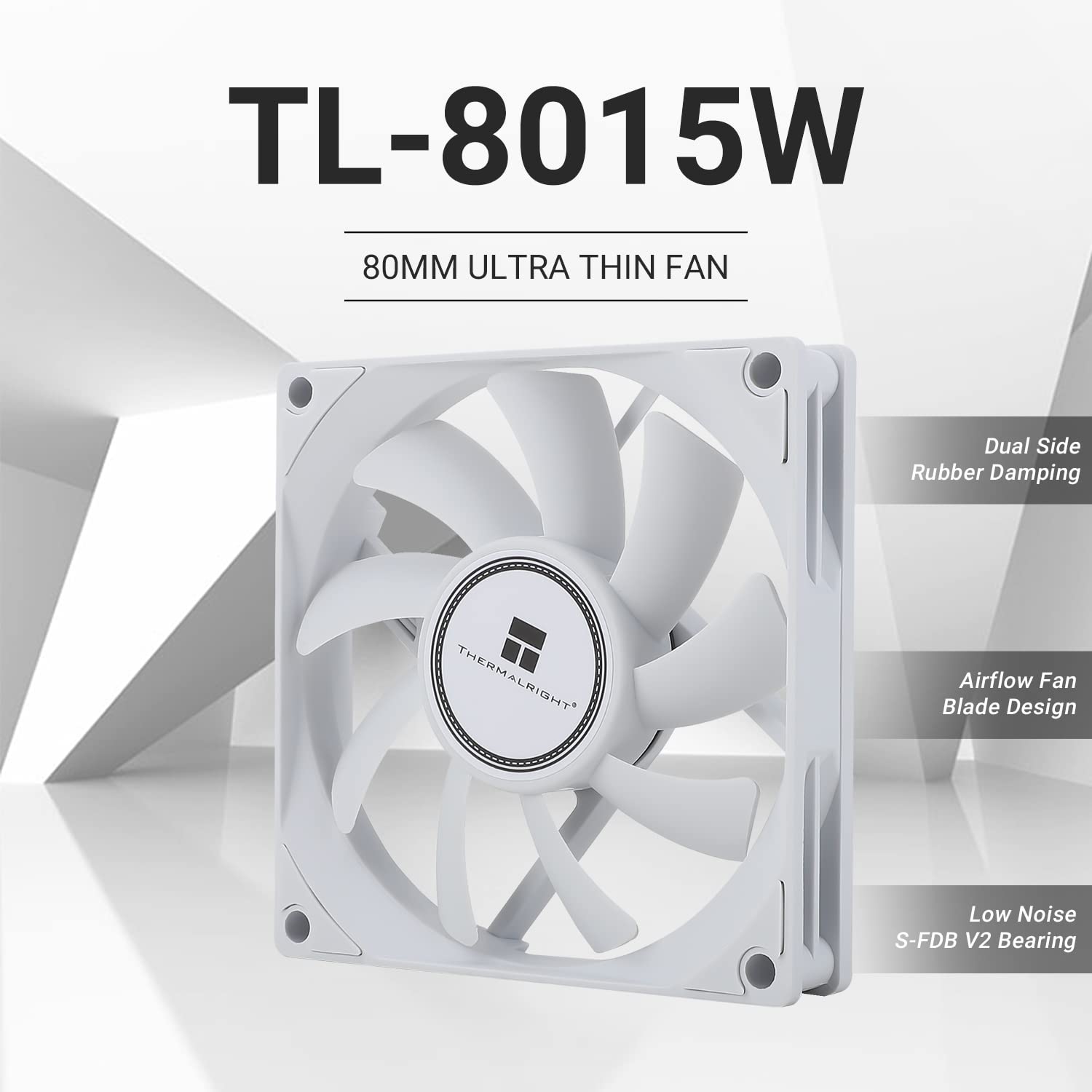 Thermalright Thermalright TL-8015W 80mm Slimline CPU Fan Quiet 4pin PWM 2200RPM for Efficient Computer Cooling White - View 2 of 7