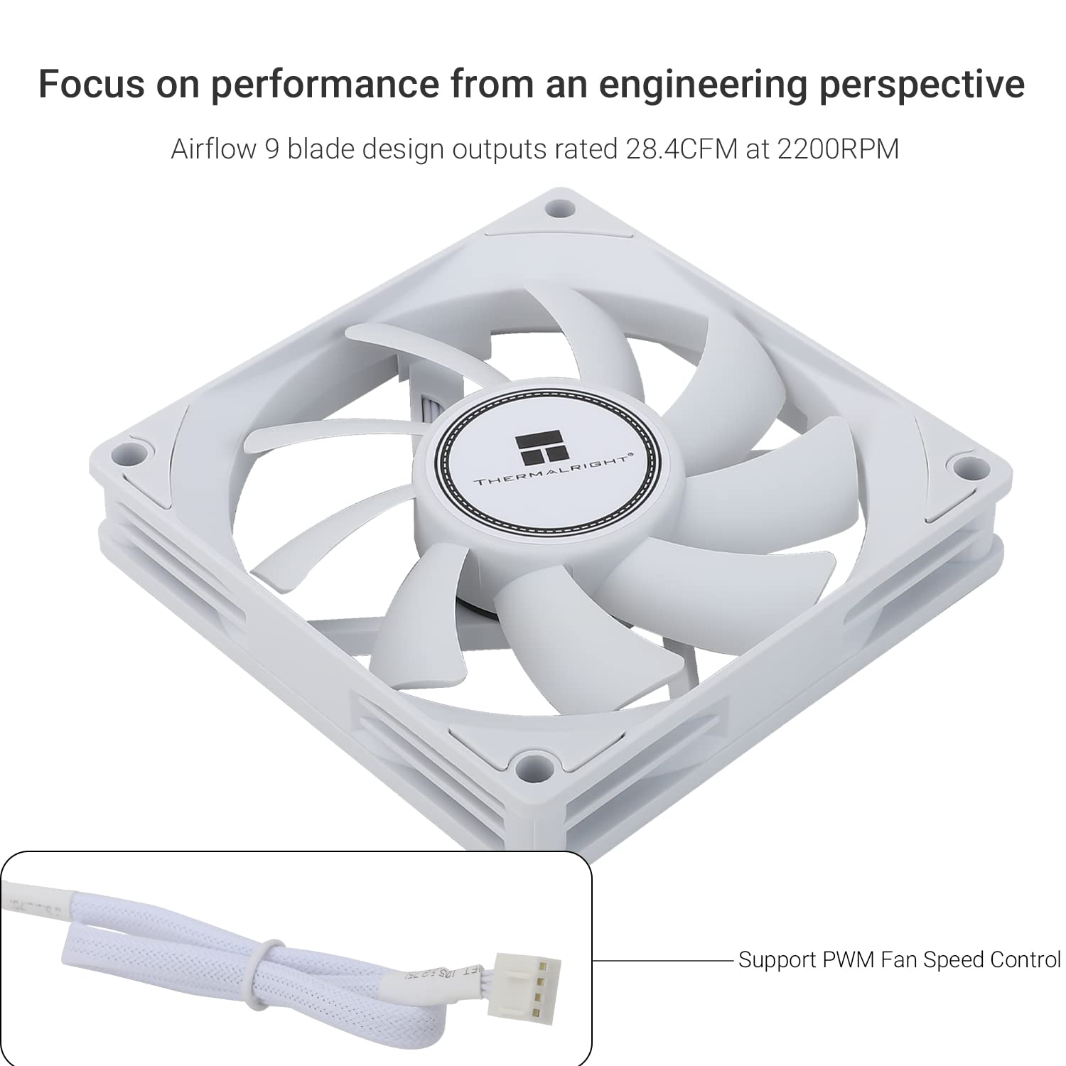 Thermalright Thermalright TL-8015W 80mm Slimline CPU Fan Quiet 4pin PWM 2200RPM for Efficient Computer Cooling White - View 3 of 7