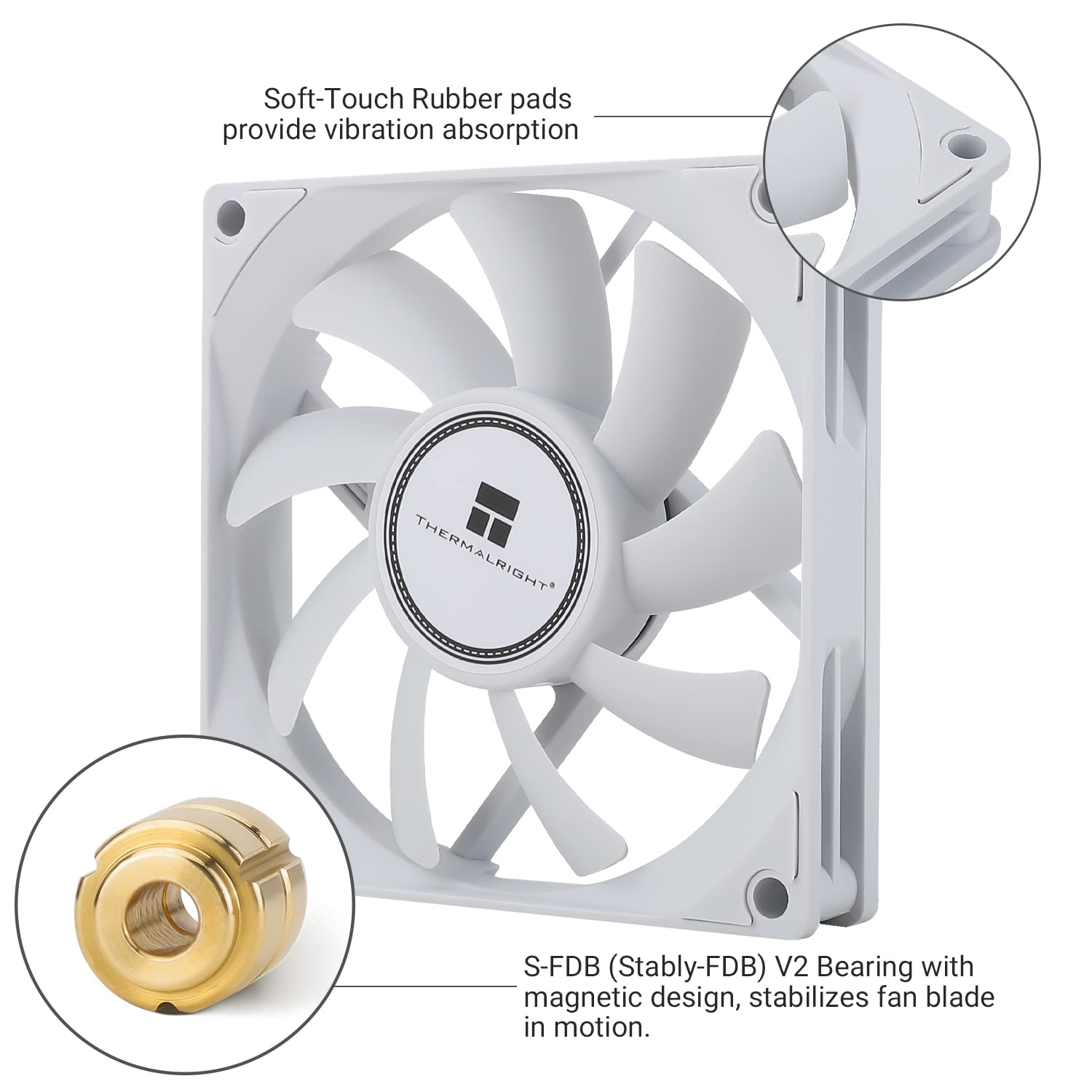 Thermalright Thermalright TL-8015W 80mm Slimline CPU Fan Quiet 4pin PWM 2200RPM for Efficient Computer Cooling White - View 4 of 7