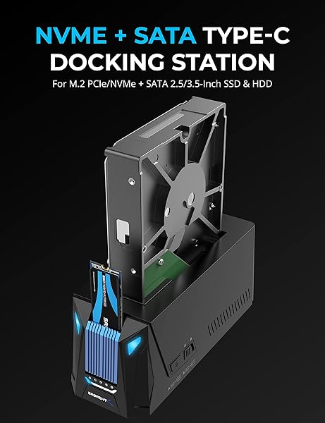 SABRENT SABRENT USB C Docking Station for M.2 PCIe/NVMe & SATA SSD/HDD with Offline Cloning - DS-UNHC Review & Features - View 3 of 7