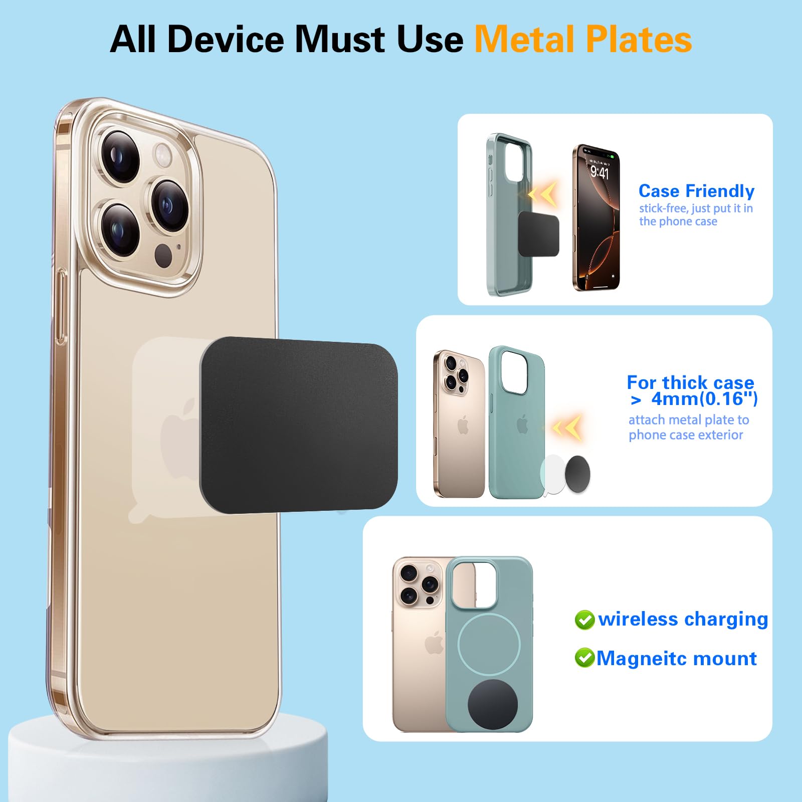 Magnetic Car Mount Air Vent Cell Phone Holder, Universal Vehicle Dash Dashboard Ac Airvent Cellphone Magic Stand with Clip Hook, for iPhone 16 15 - View 6 of 9