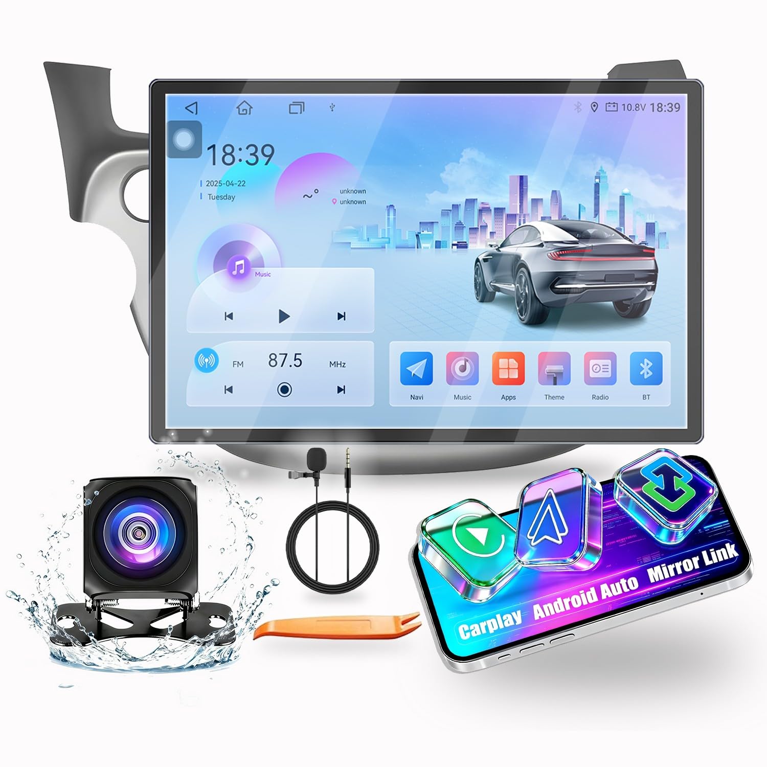 Octa Core 8G+256G CarPlay Android Auto Navigation Stereo GPS Radio Reverse Camera Display 13.1" QLED Touchscreen Headunit Tablet Pad Media Player for