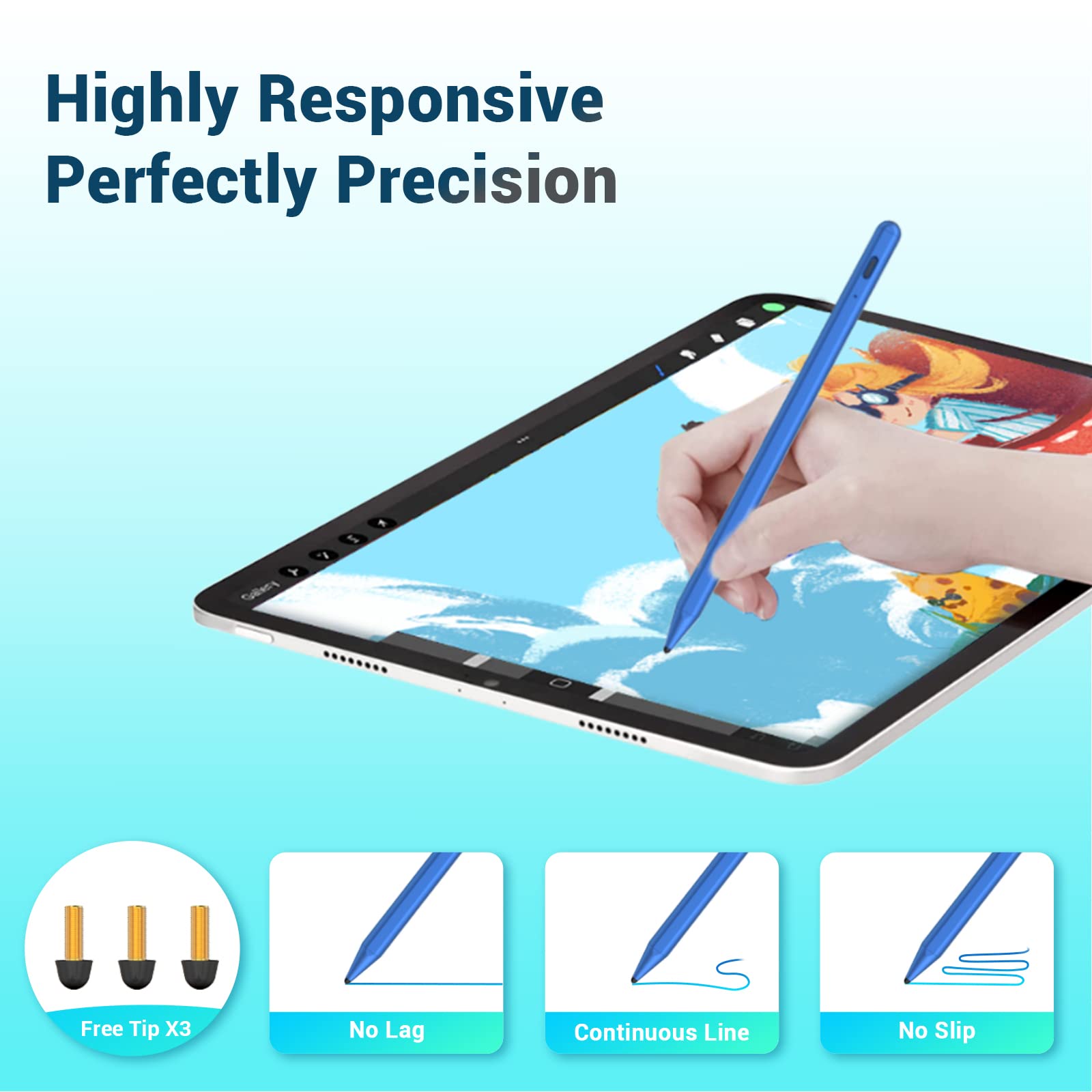 Stylus Pen for Apple Ipad Pen Active Pencil A16 10th 9th 8th 7th 6th Generation Palm Rejection Precision for 2018-2025 Apple Pen iPad Pro M412.9 and - View 5 of 6