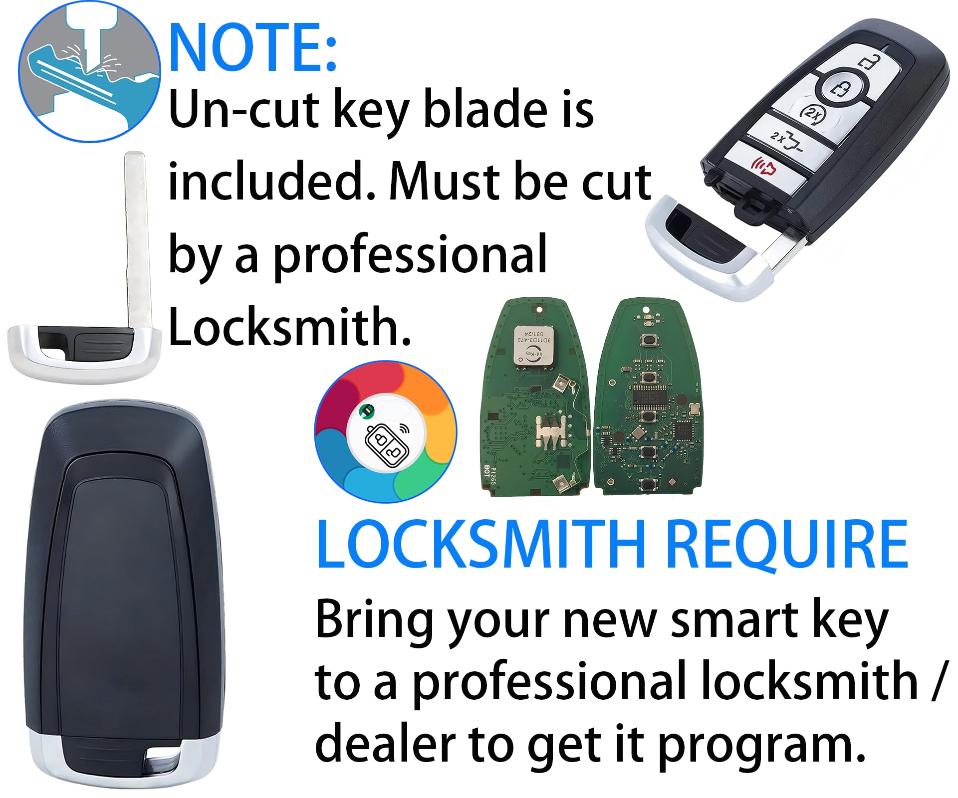 Smart Key for Ford F-Series 2017-2023, Alliskeys Proximity Keyless Entry Remote Control Key Fob Replacement for Ford F-Series 2017-2023 M3N-A2C931426 - View 5 of 8