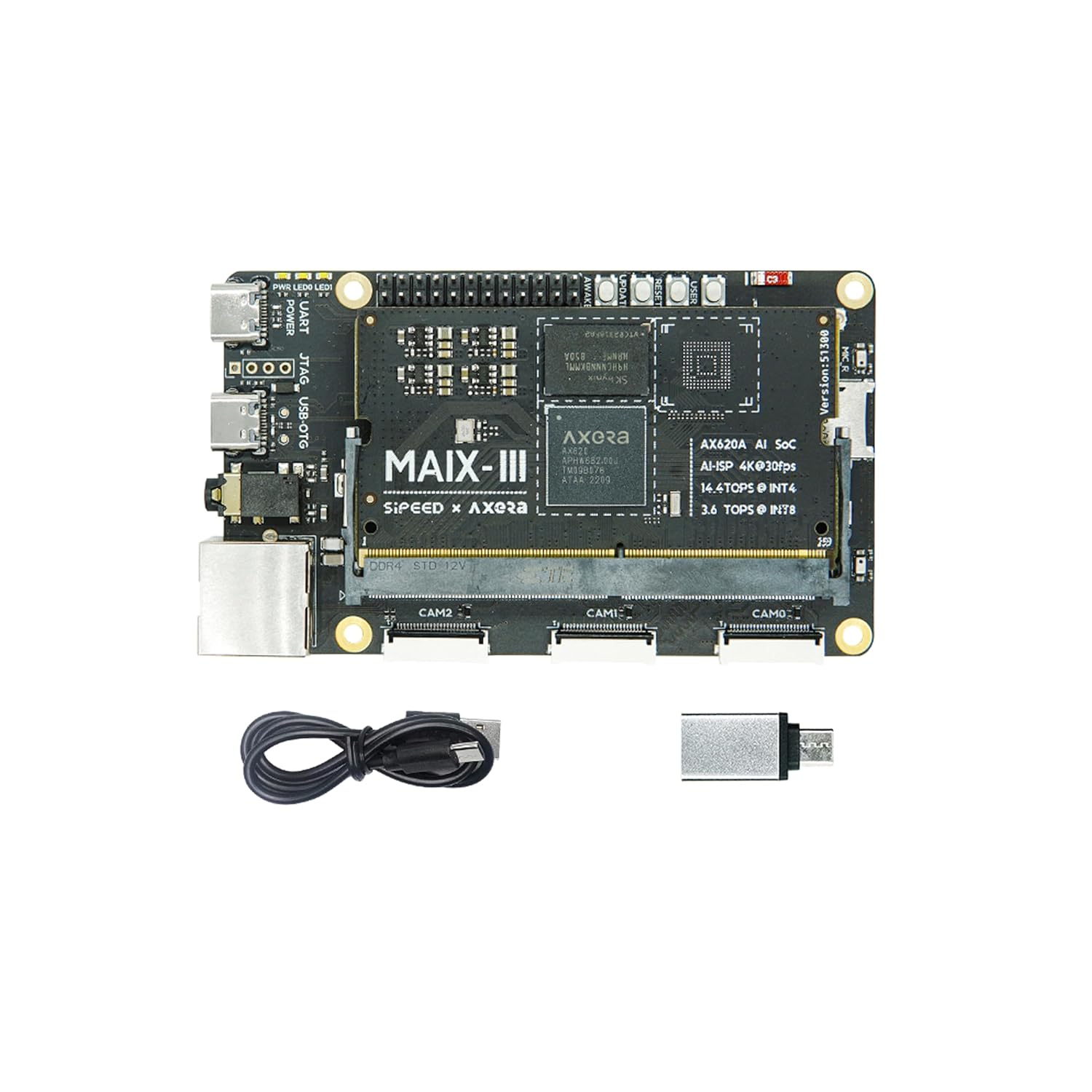 Sipeed M3AXPI 2GB AI Linux Single Board Computer with Quad-core CPU and Gigabit Ethernet for AIoT Edge Computing and Python Programming
