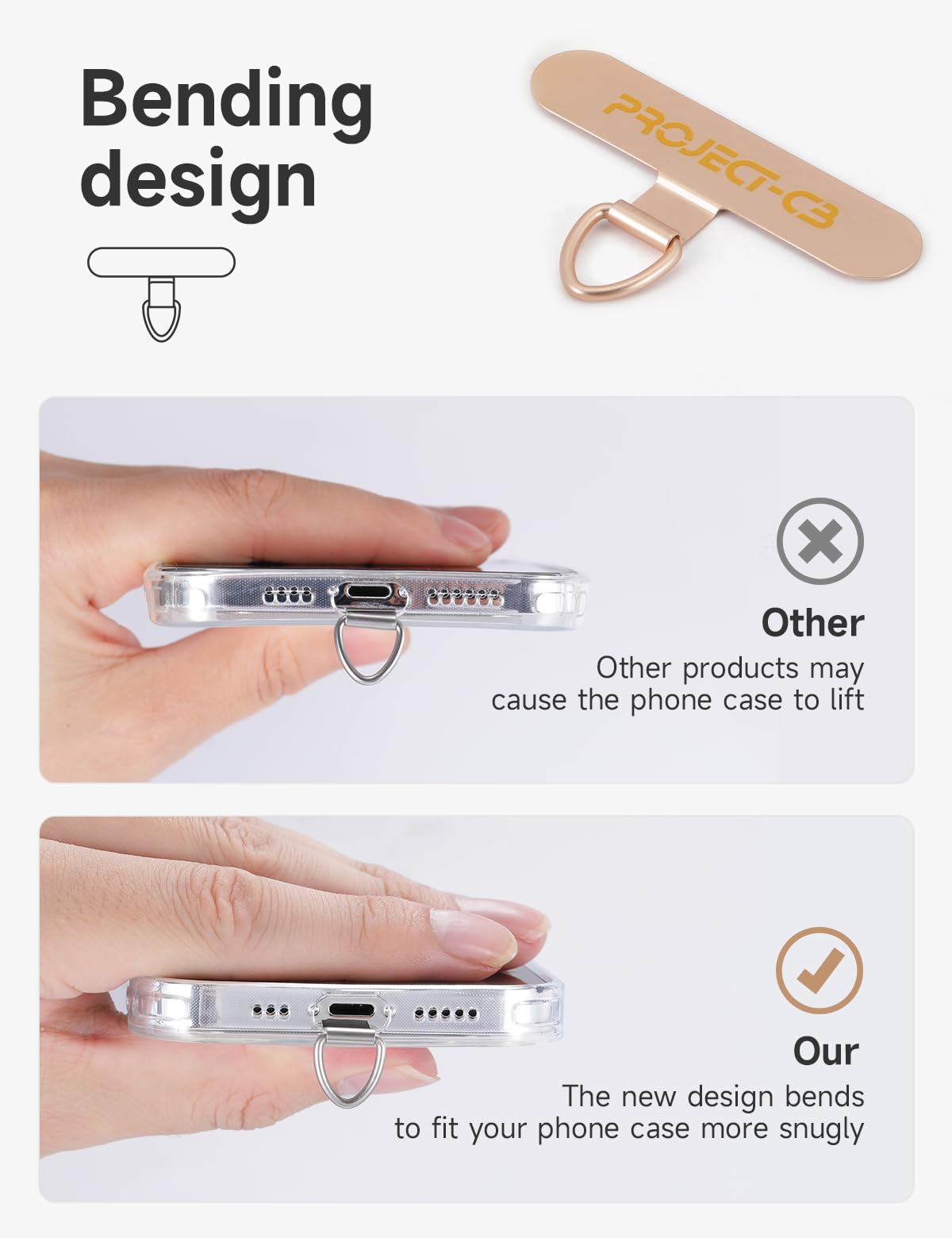 project-cb Universal Phone Lanyard Patch Replacement with Spring Ring and Metal Patch for Cell Phones Silver - View 2 of 7