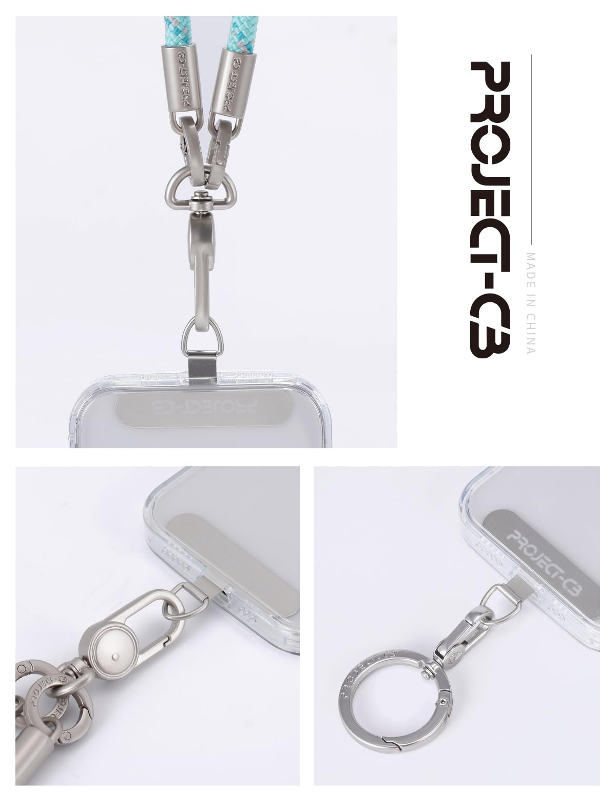 project-cb Universal Phone Lanyard Patch Replacement with Spring Ring and Metal Patch for Cell Phones Silver - View 4 of 7