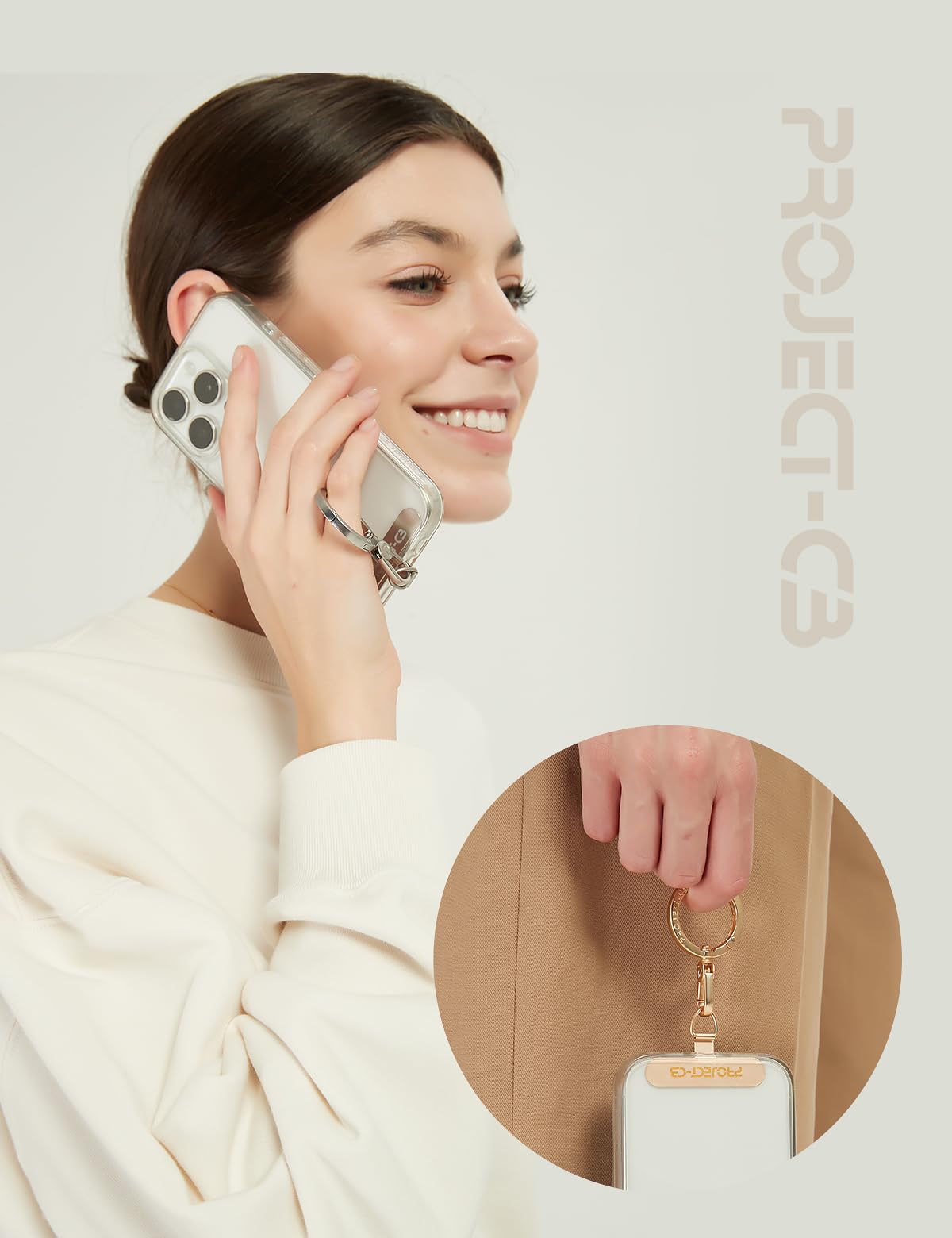 project-cb Universal Phone Lanyard Patch Replacement with Spring Ring and Metal Patch for Cell Phones Silver - View 5 of 7