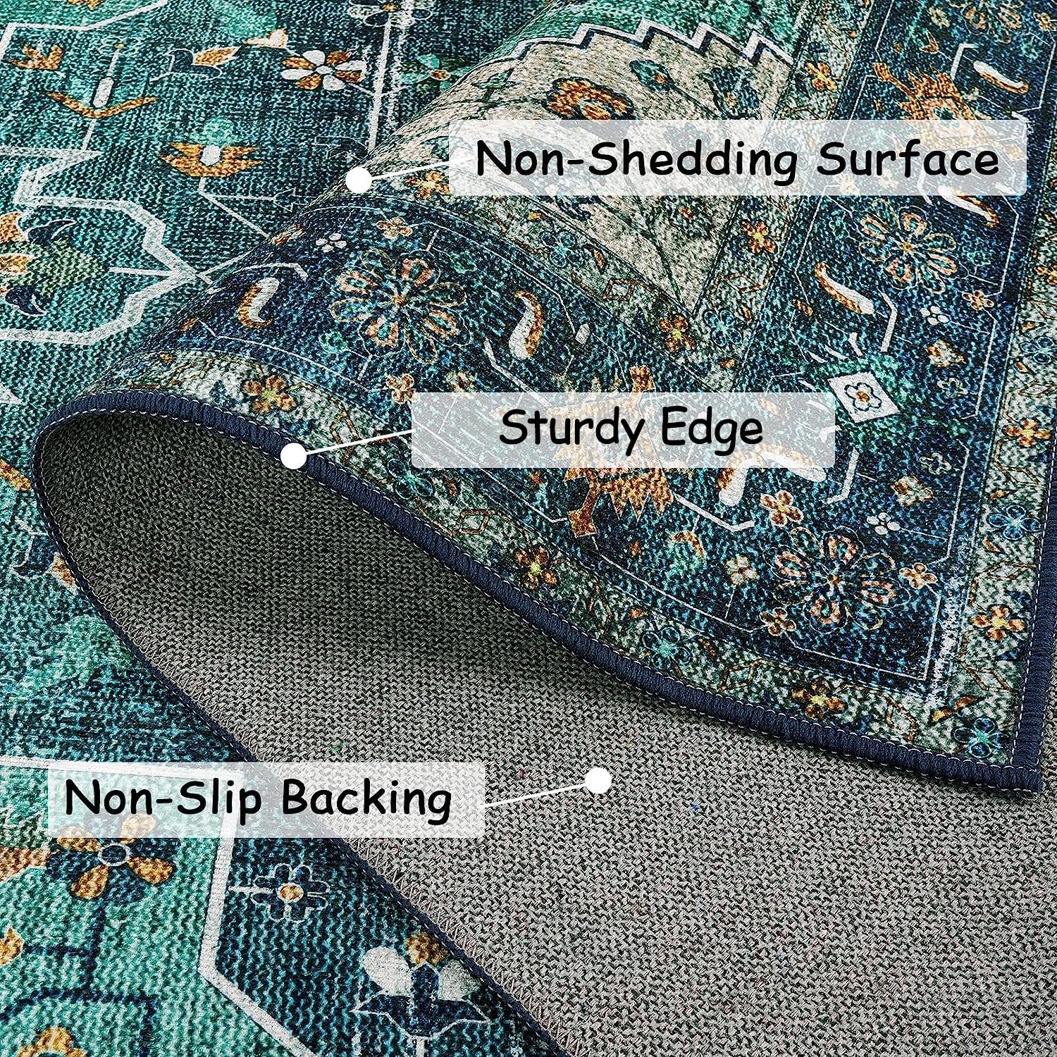 Moynesa Moynesa Ultra-Thin Washable Teal Non Slip Bathroom Rug 2x6 Laundry Room Mat Machine Washable Non-Slip Pet Friendly Carpet Runner - View 2 of 8