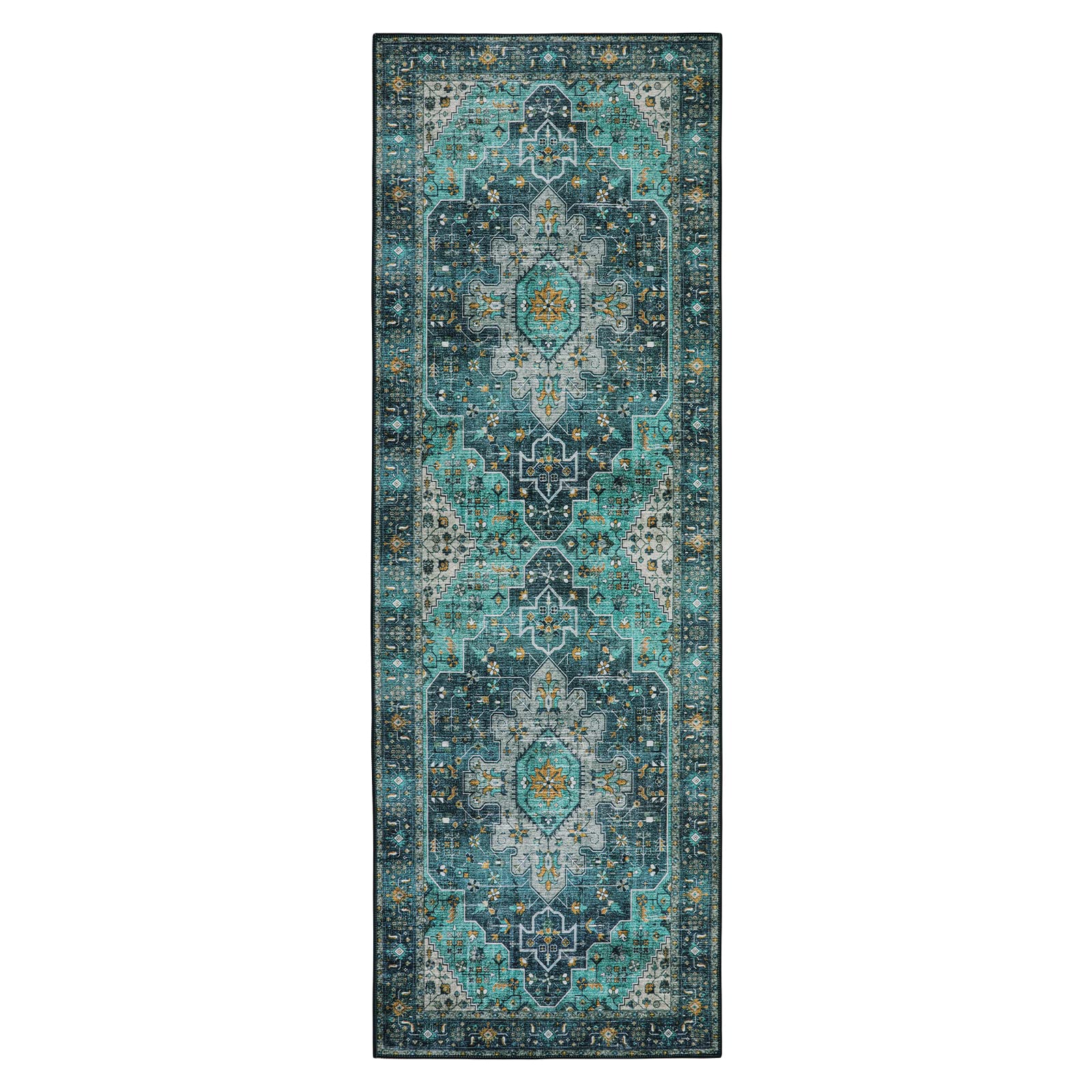 Moynesa Moynesa Ultra-Thin Washable Teal Non Slip Bathroom Rug 2x6 Laundry Room Mat Machine Washable Non-Slip Pet Friendly Carpet Runner - View 8 of 8