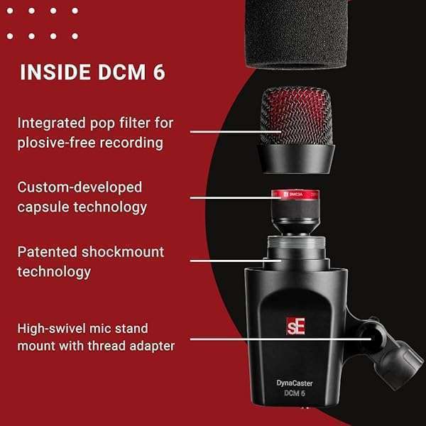 SE ELECTRONICS SE Electronics DCM6 Dynacaster Microphone Review: Best Broadcast Mic for Quality Sound - View 5 of 9