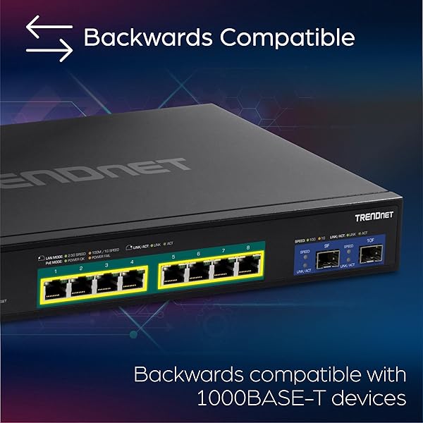 TRENDnet Buy TRENDnet 10-Port Multi-Gig PoE+ Switch: 8 x 2.5G Ports, 10G SFP+ Slots, Managed Ethernet, Lifetime Protection - TPE-3102WS - View 4 of 10