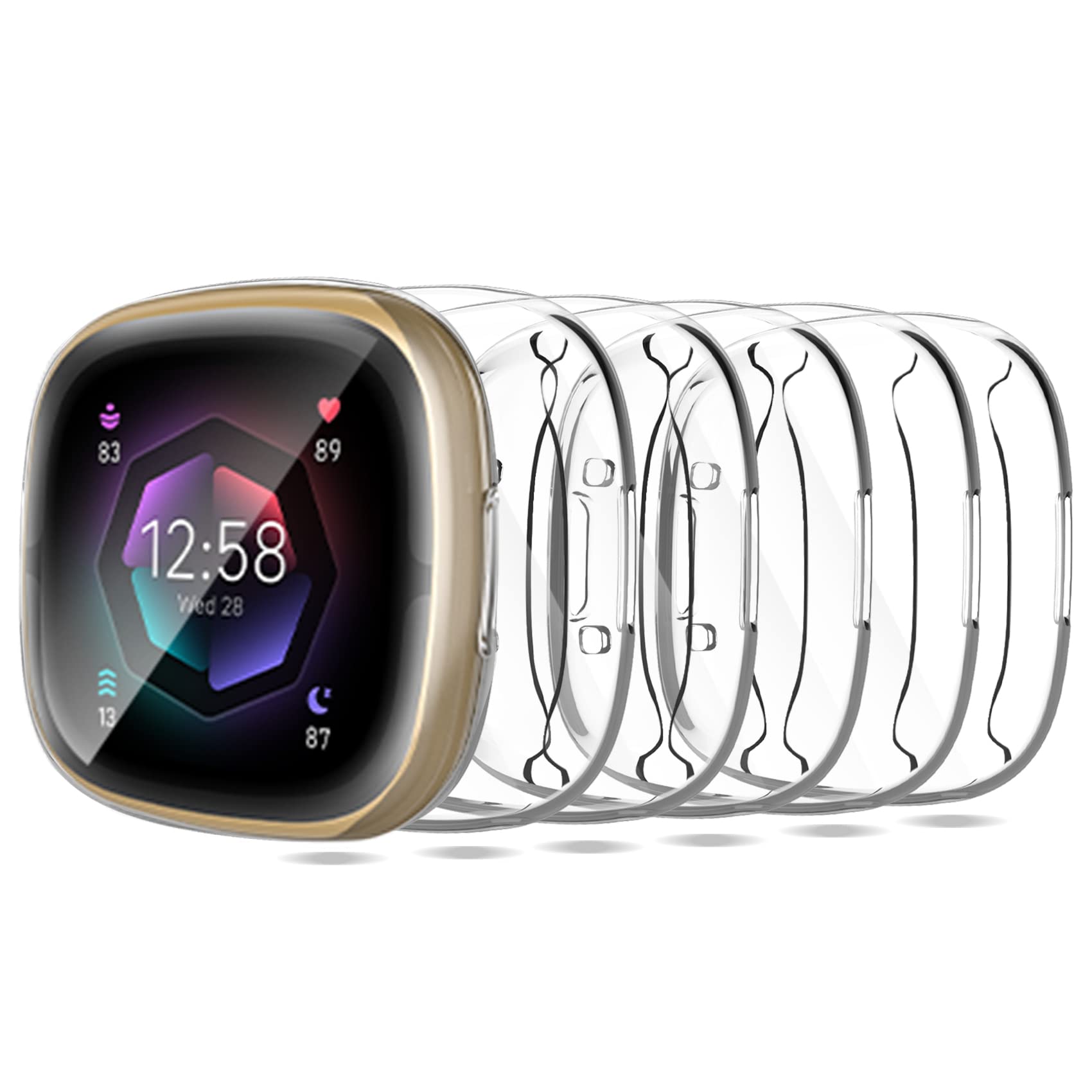 KPYJA Screen Protector for Fitbit Sense 2 Versa 4 Case, Soft TPU Plated Case All-Around Protective Screen Full Cover Bumper for Sense 2 Versa 4 Smart