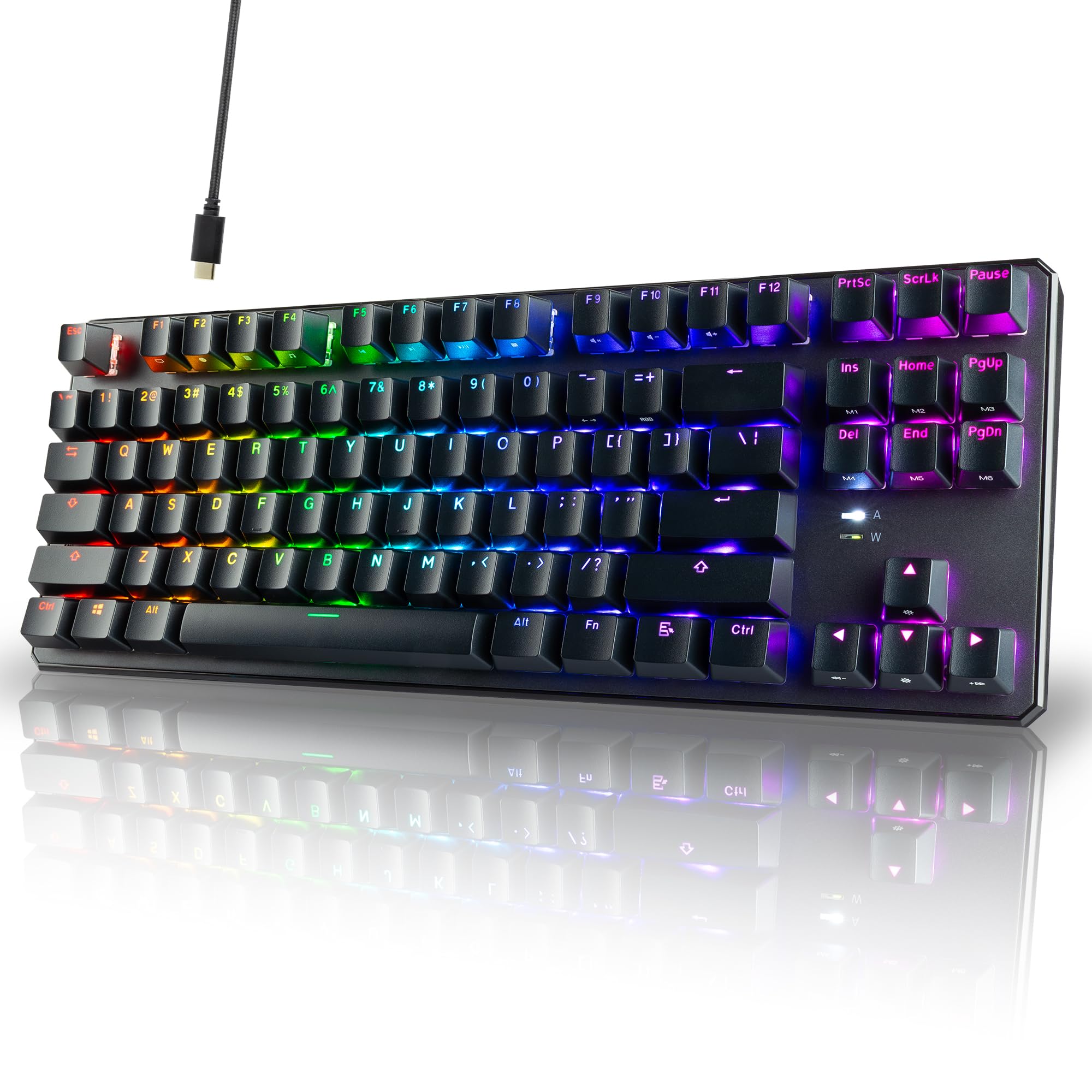 TECWARE Phantom+ 87 Key RGB Mechanical Gaming Keyboard | TKL 80% Keyboard, Tactile Feedback, Double Shot ABS Keycaps, Hot-Swappable, Detachable USB-C