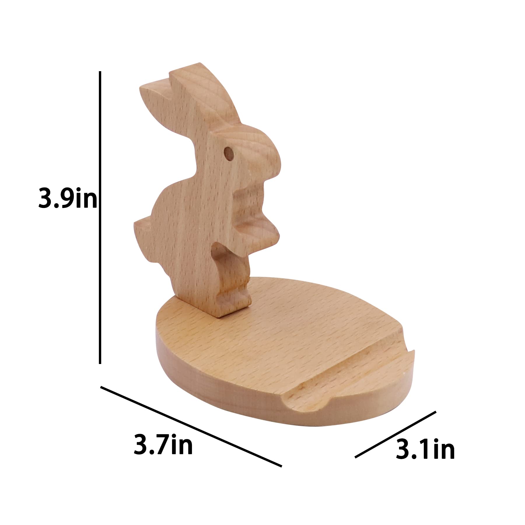 Amamcy Cute Bunny Cellphone Stand Holder Wooden Smartphone Desk Holder for All Mobile Phones Animal Phone Stand Desk Ornament - View 2 of 8