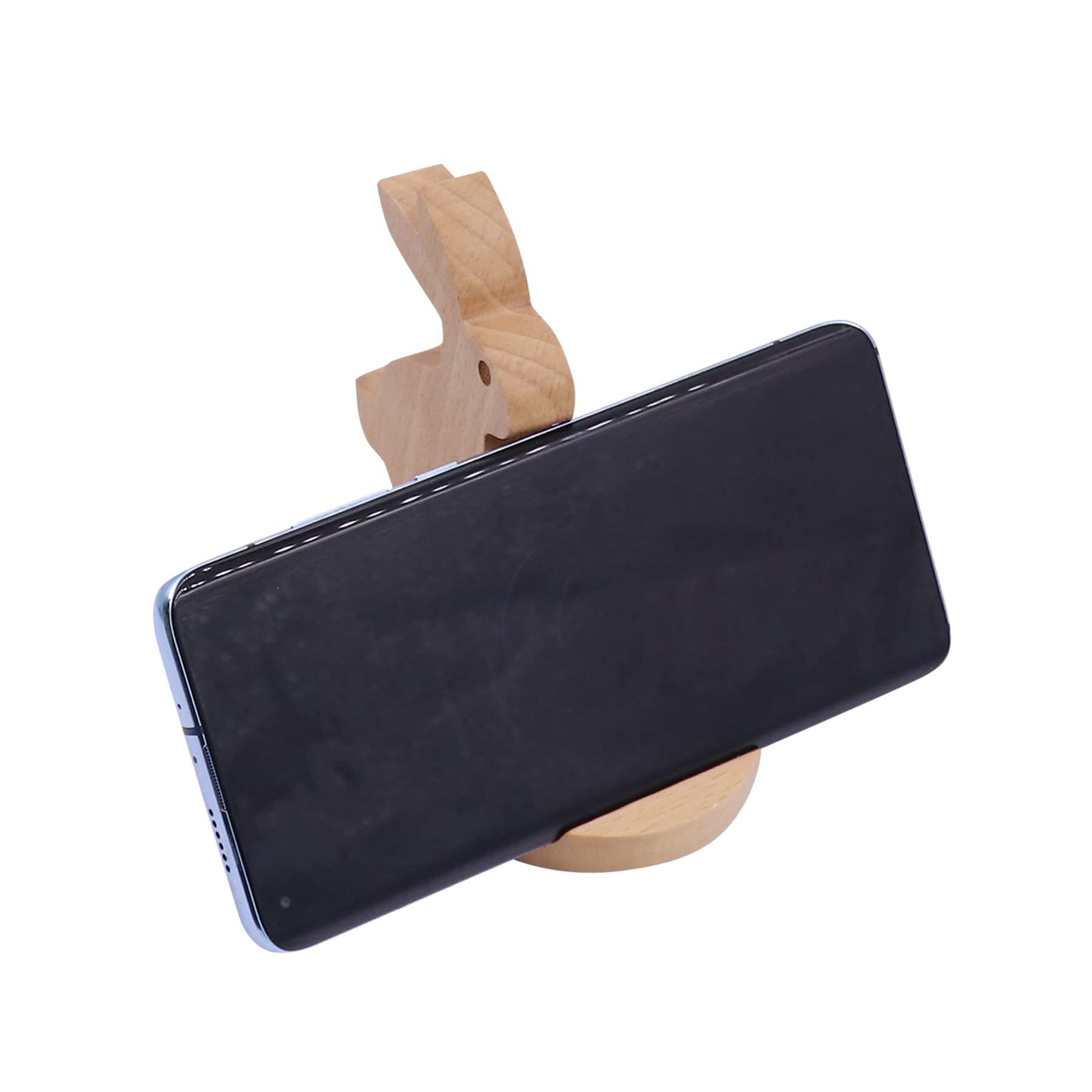 Amamcy Cute Bunny Cellphone Stand Holder Wooden Smartphone Desk Holder for All Mobile Phones Animal Phone Stand Desk Ornament - View 3 of 8