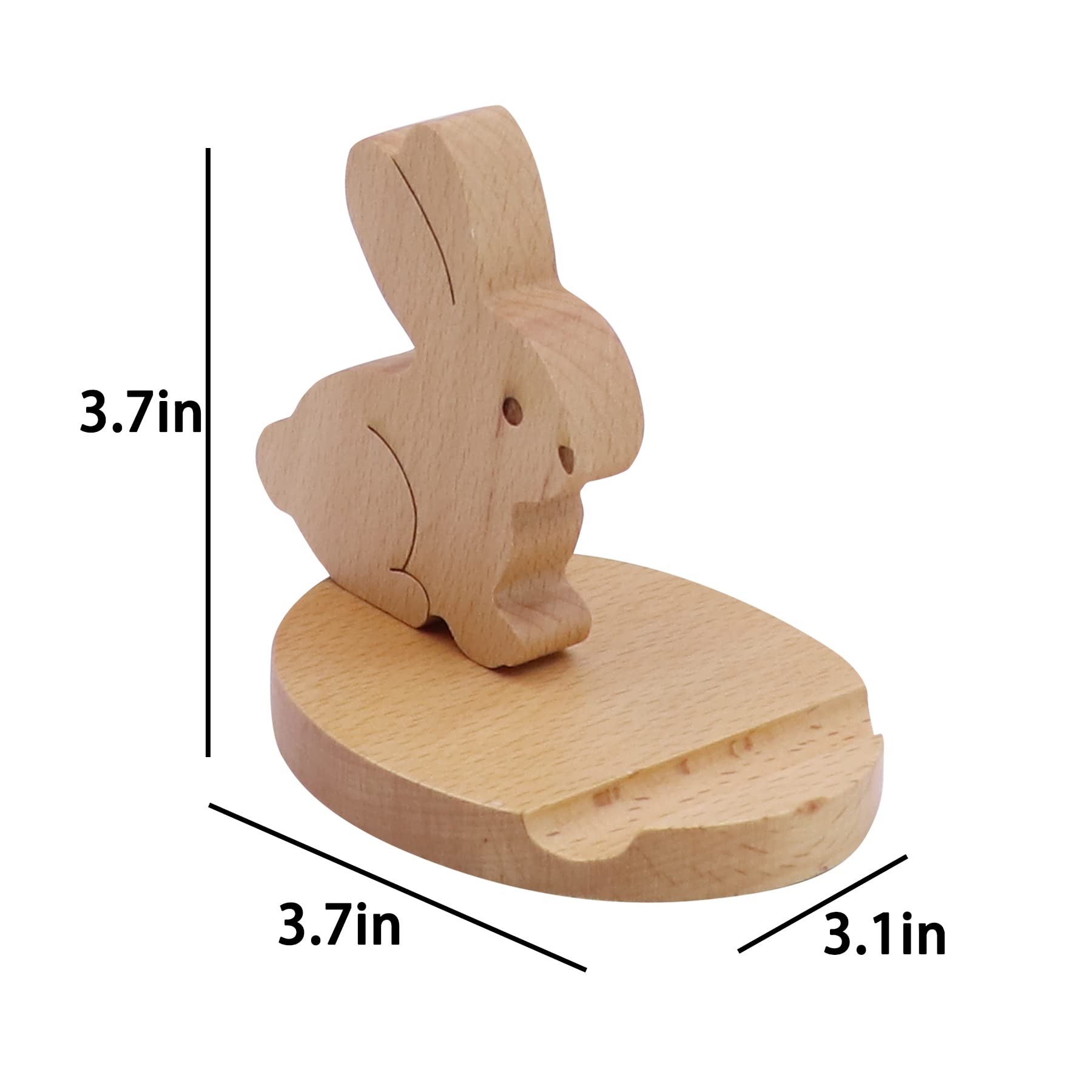 Amamcy Cute Bunny Cellphone Stand Holder Wooden Smartphone Desk Holder for All Mobile Phones Animal Phone Stand Desk Ornament - View 2 of 8