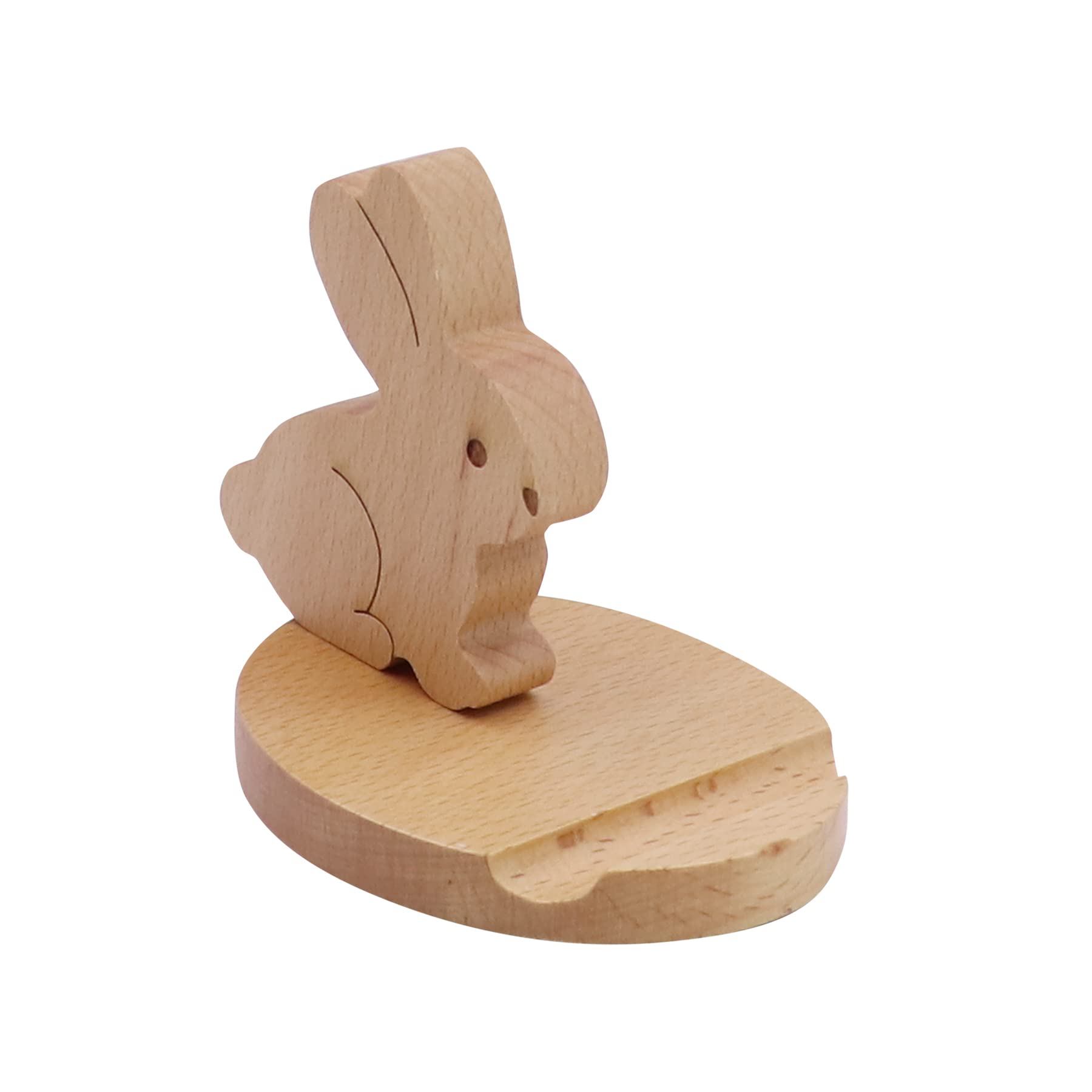 Amamcy Cute Bunny Cellphone Stand Holder Wooden Smartphone Desk Holder for All Mobile Phones Animal Phone Stand Desk Ornament - View 3 of 8