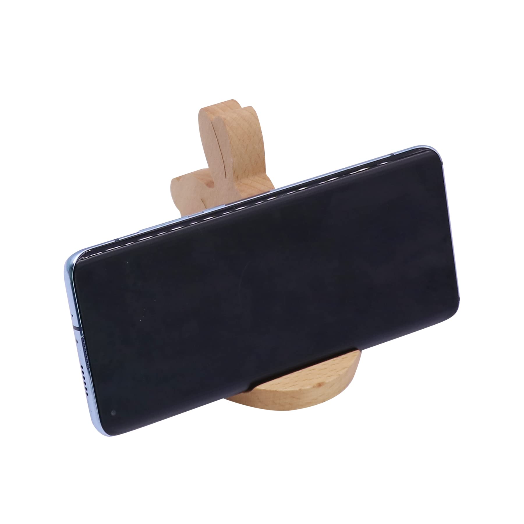 Amamcy Cute Bunny Cellphone Stand Holder Wooden Smartphone Desk Holder for All Mobile Phones Animal Phone Stand Desk Ornament - View 4 of 8